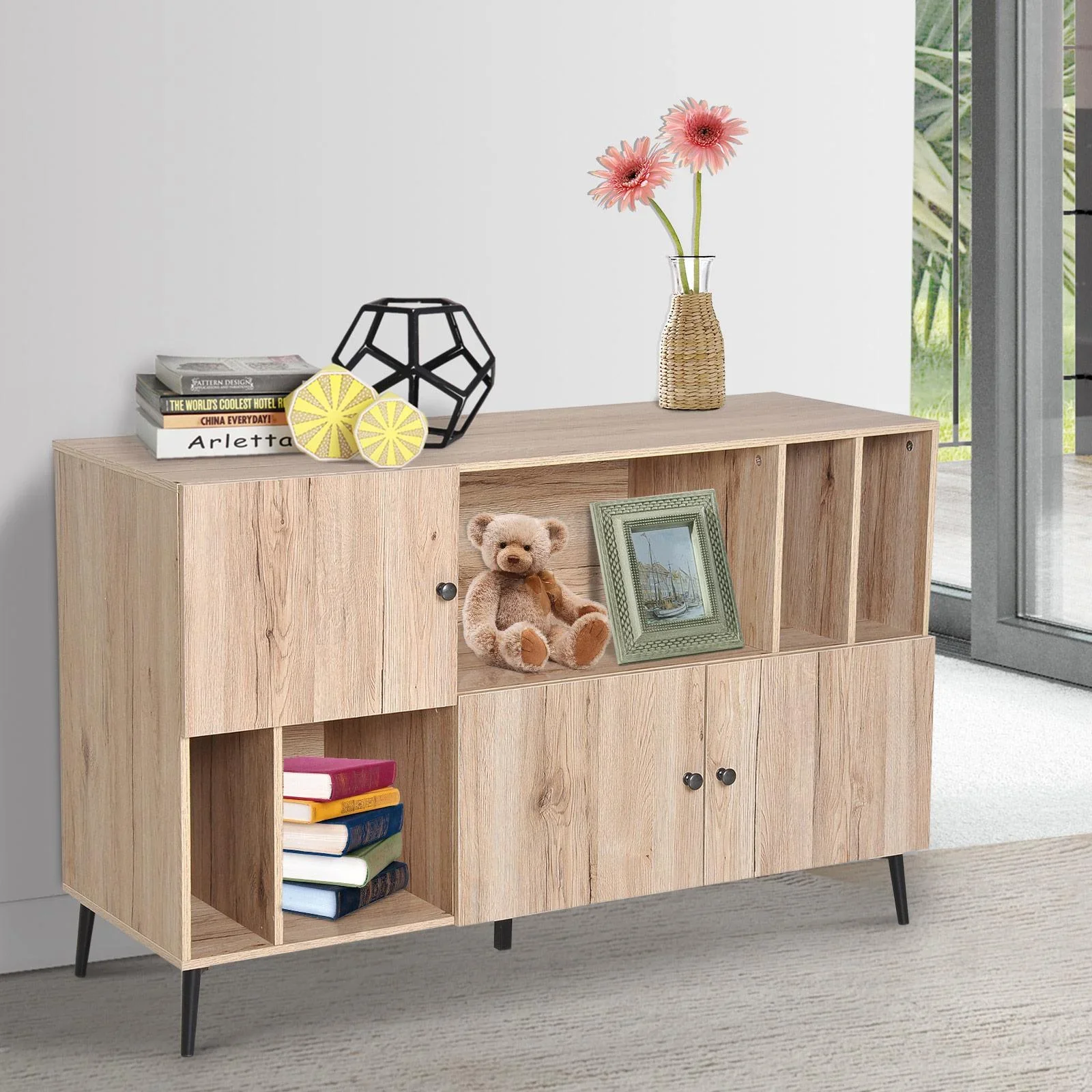 Kommode Sideboard Aufbewahrungsschrank 8 Fächer Eiche - 1