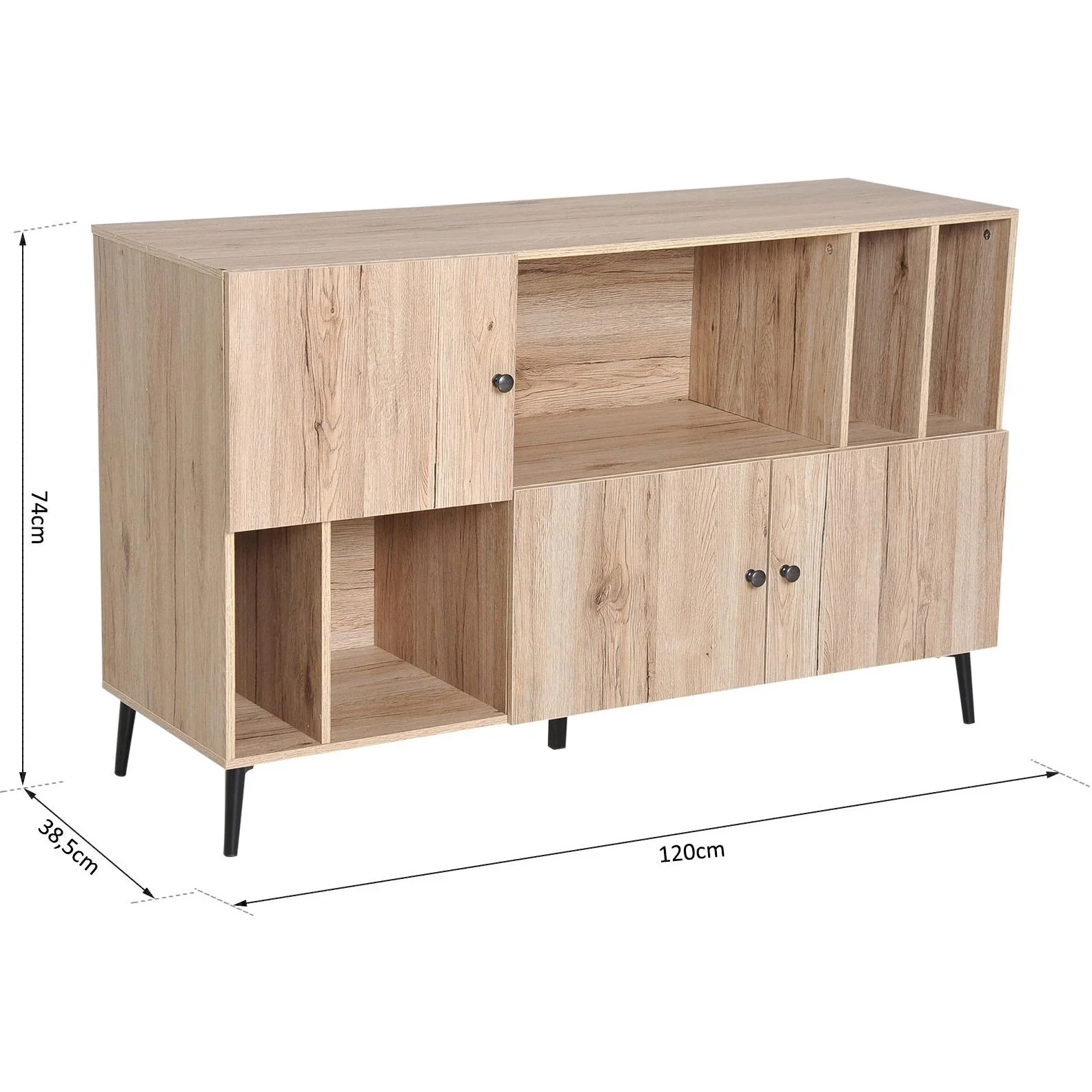 Kommode Sideboard Aufbewahrungsschrank 8 Fächer Eiche - 4