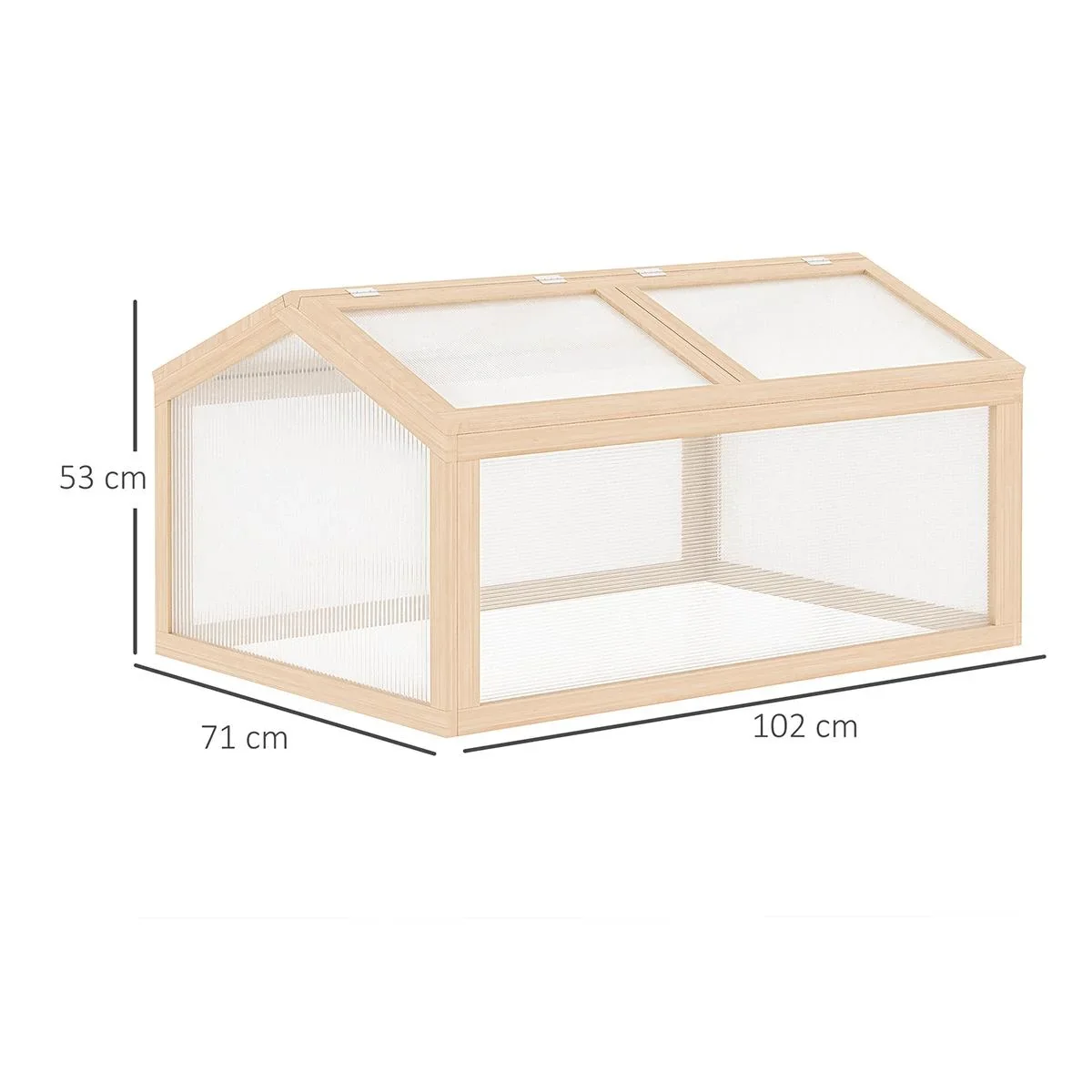 Frühbeet Gewächshaus Treibhaus Frühbeetkasten Pflanzenbeet mit Abdeckung aus Holz und Polycarbonat wetterfest Natur 102 - 0