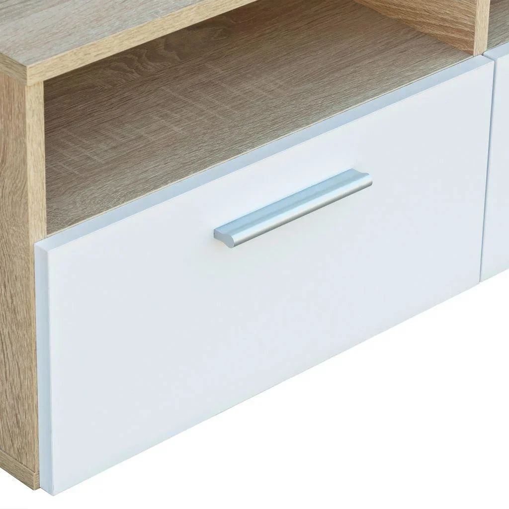TV-Möbel 95x35x36 cm Spanplatte Eiche Farbe weiß 2 Stück - 2