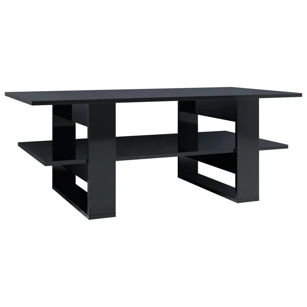 Couchtisch 110x55x42 cm Hochglanz schwarz Spanplatte - 1