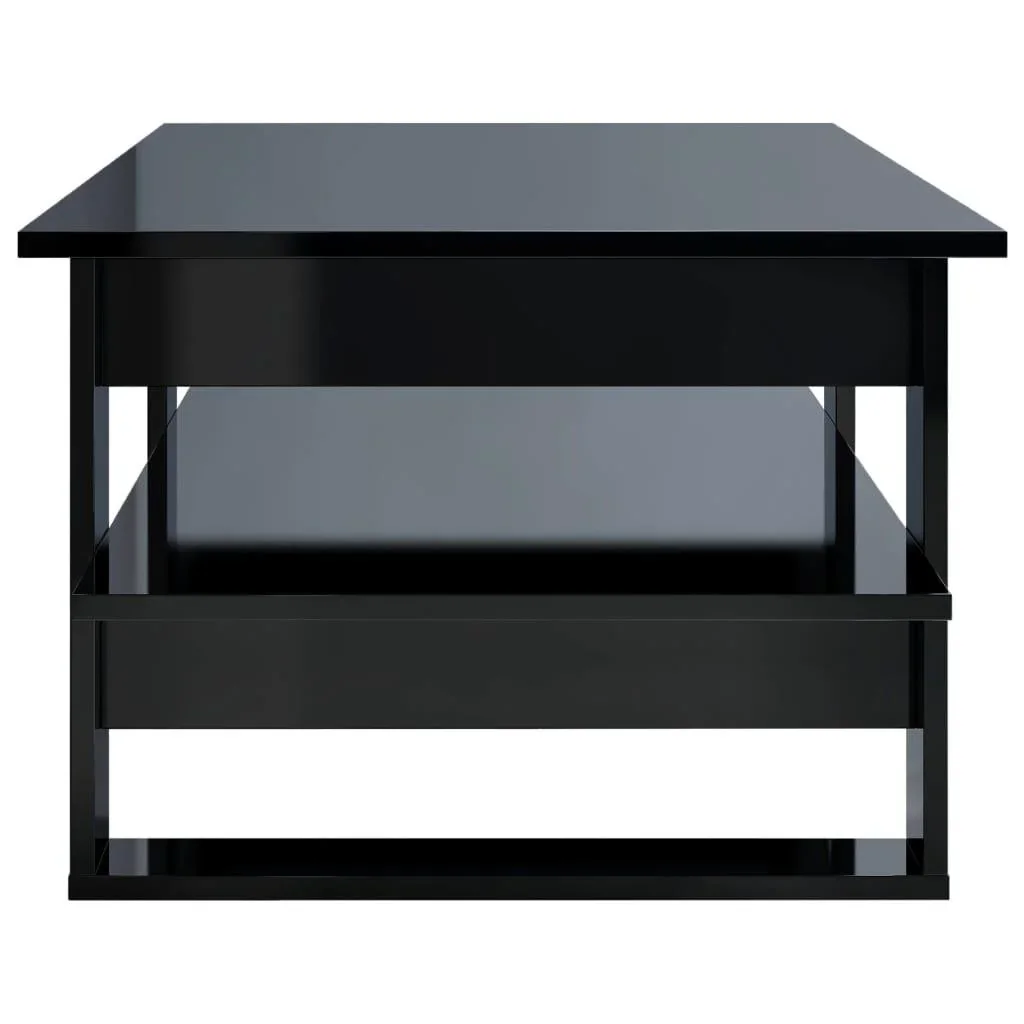 Couchtisch 110x55x42 cm Hochglanz schwarz Spanplatte - 2