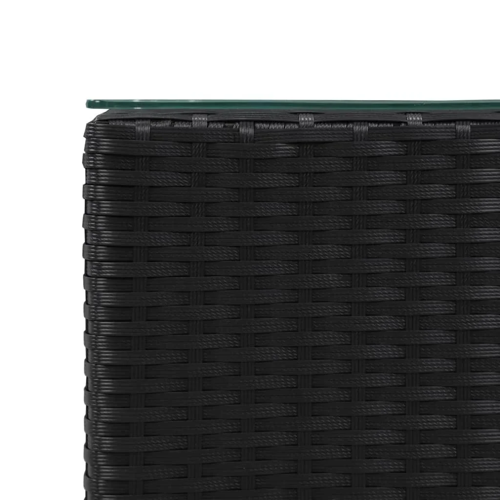 3-teiliges Beistelltisch-Set mit Glasplatte poly rattan schwarz - 2