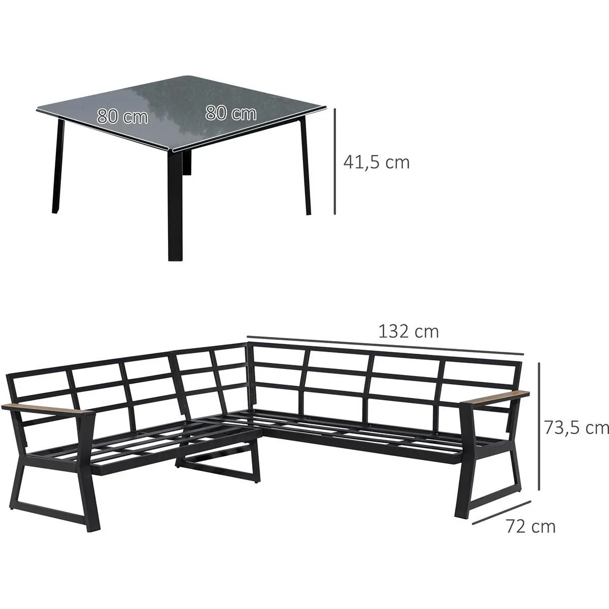 Garten-Lounge-Set - 3 Stück - Grau - 2