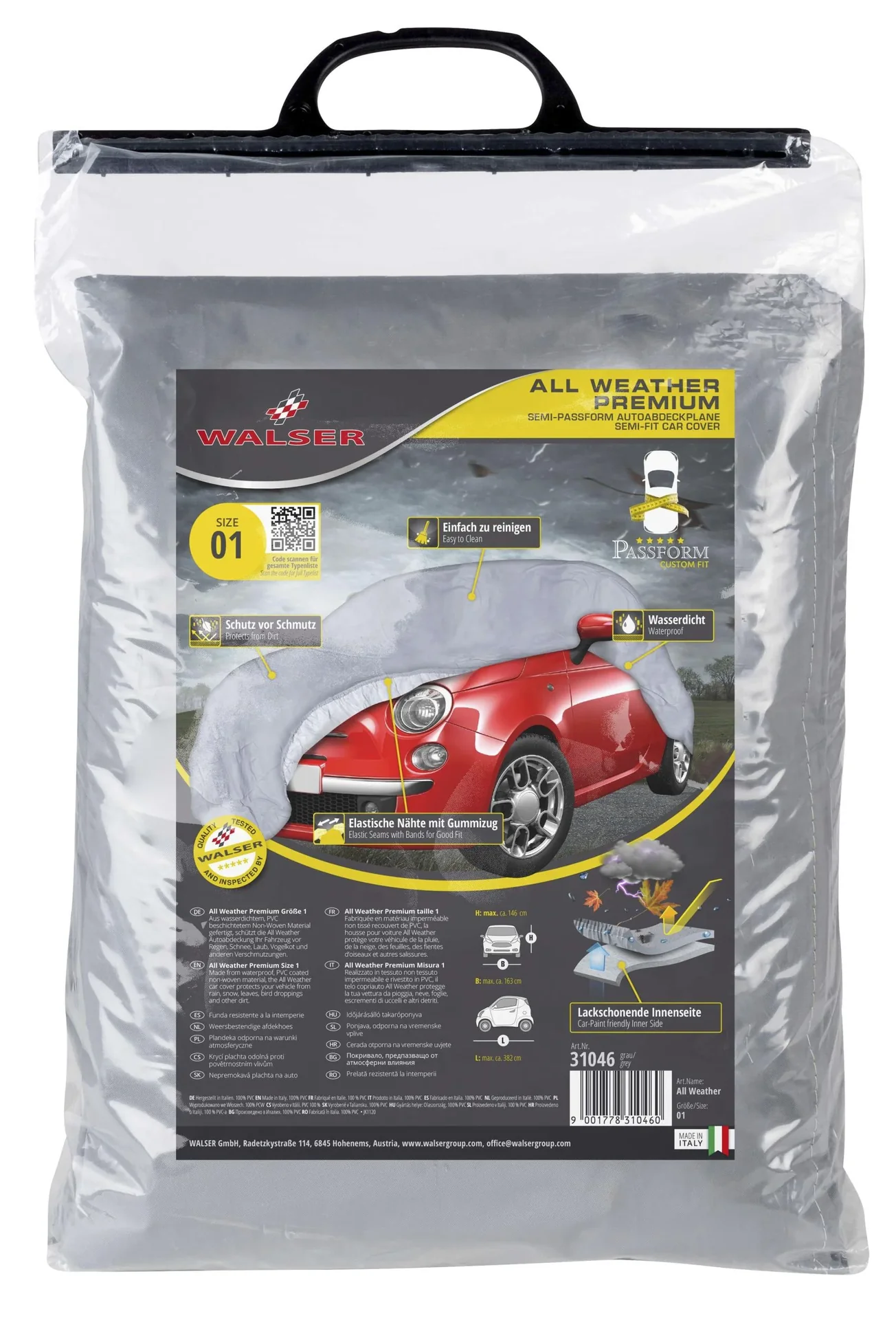 Autoabdeckplane all weather - Größe 1 - 382x163x146cm - PVC beschichtet - 0