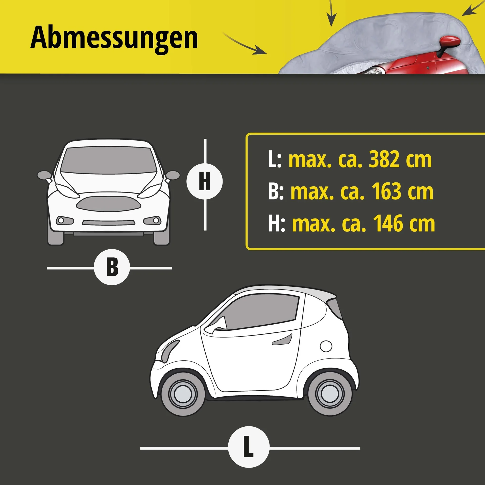 Autoabdeckplane all weather - Größe 1 - 382x163x146cm - PVC beschichtet - 9