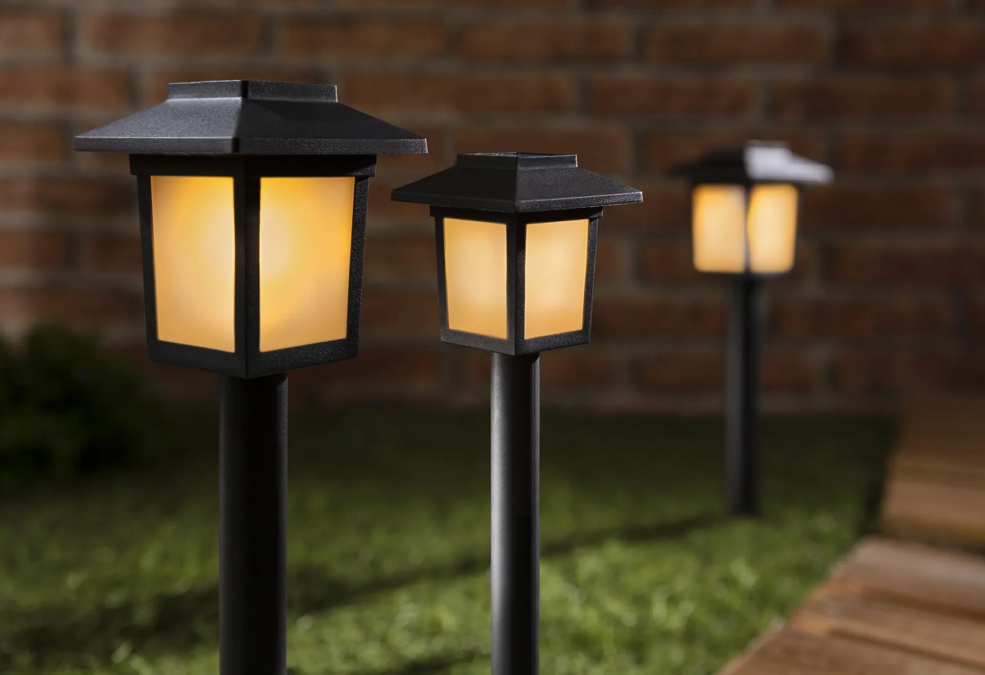 Solar Laterne mit Flammeneffekt, 3er-Set - 0