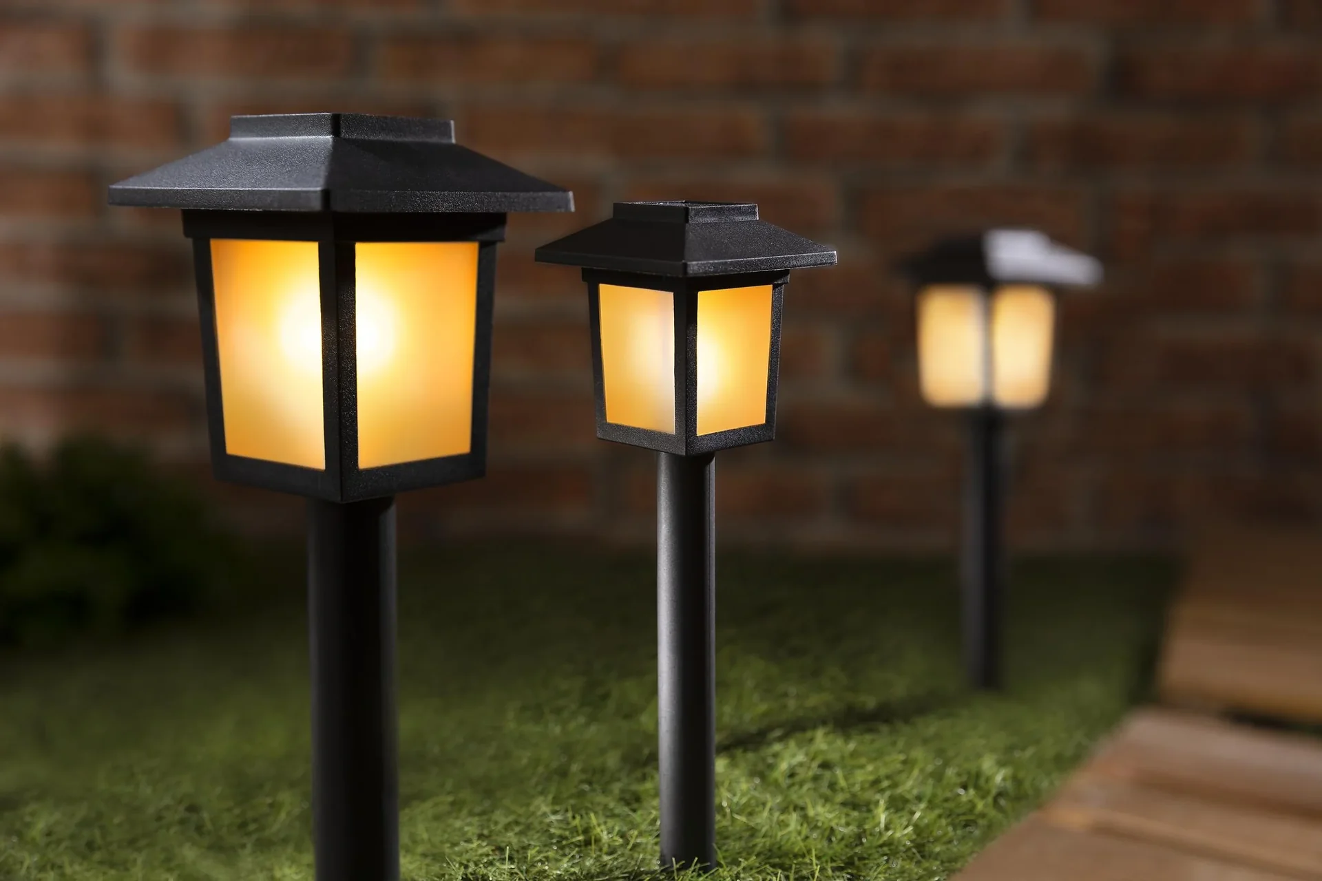 Solar Laterne mit Flammeneffekt, 3er-Set - 2