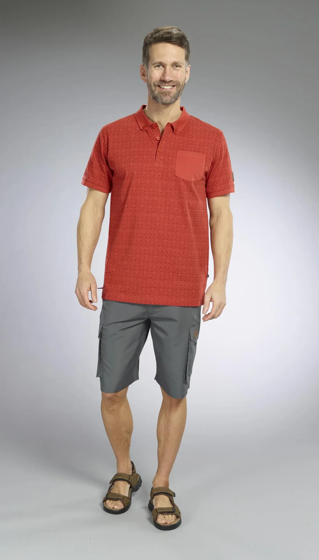Poloshirt gemustert, Farbe rot, Gr.2XL - 0