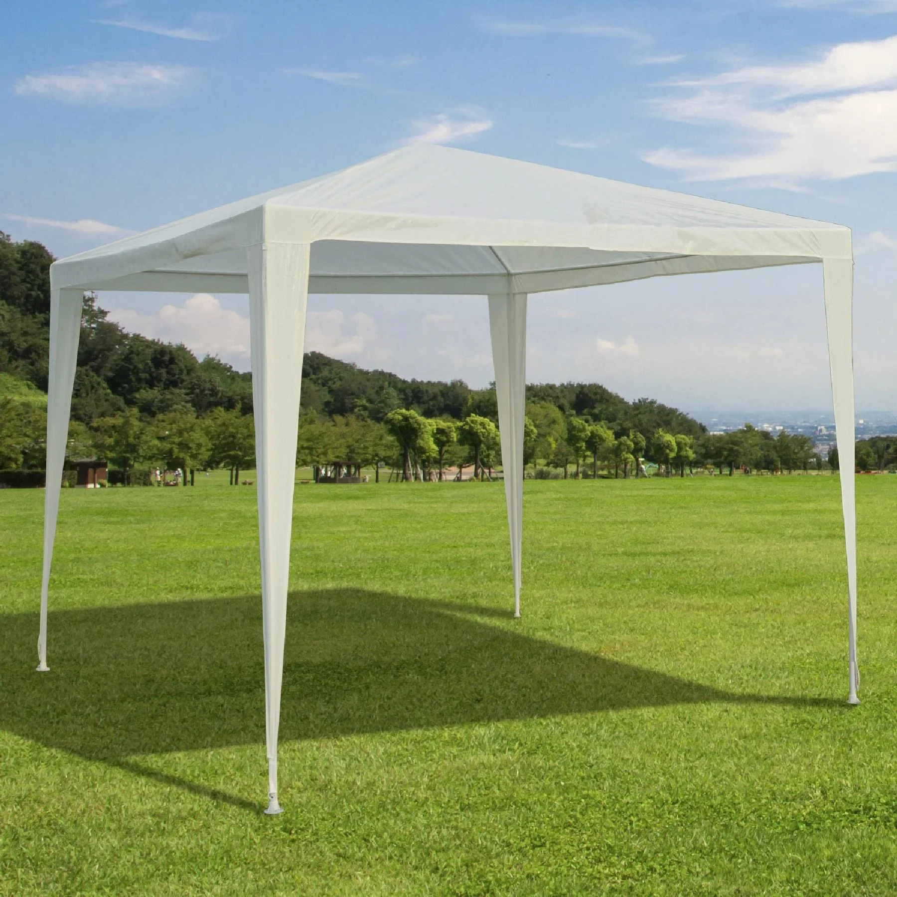 Gartenpavillon Partyzelt Gartenzelt Festzelt Klicksystem 90 g/m² PE-Plane Stahl Weiß 2,7 x 2,7 m - 1