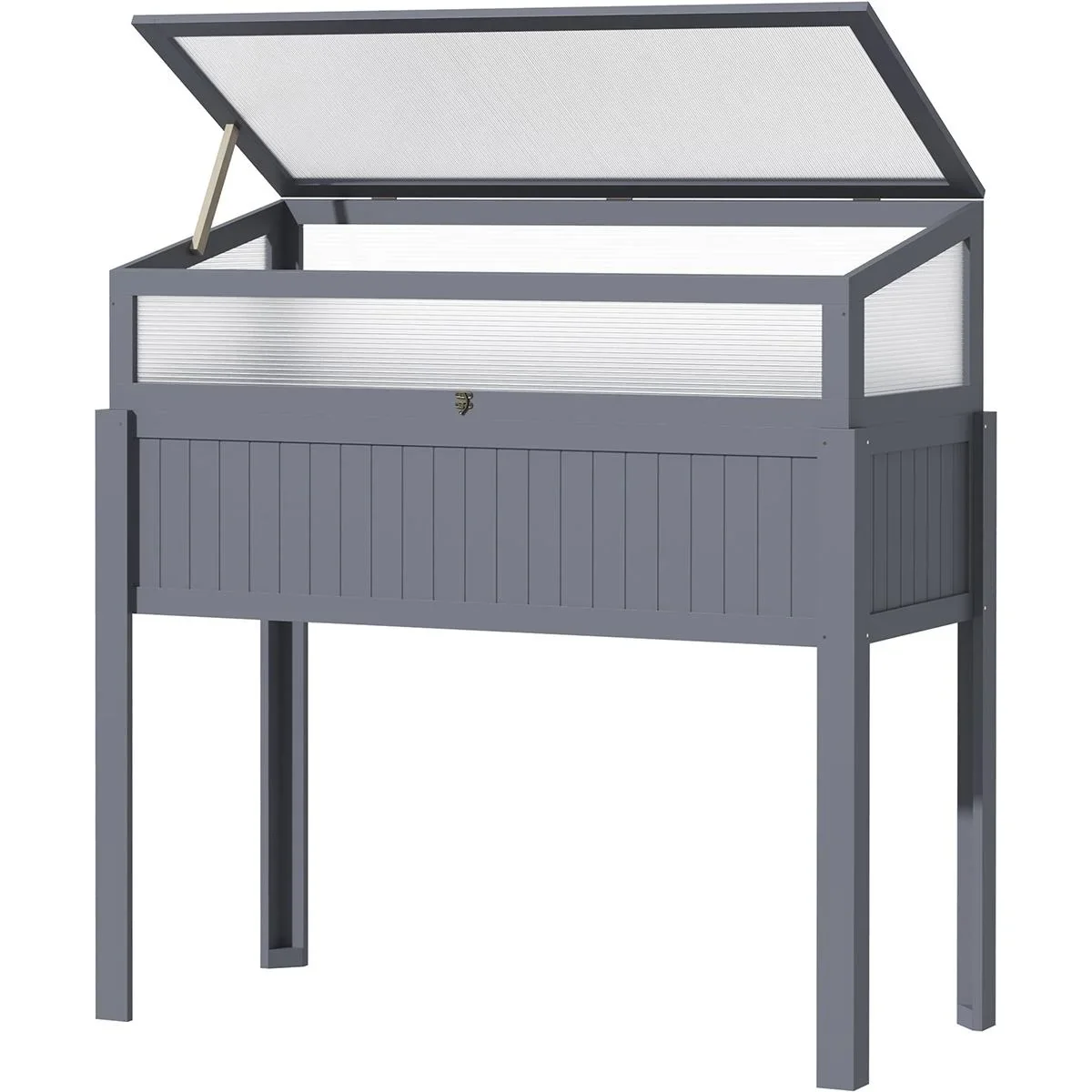 2-in-1-Gewächshaus und Hochbeet - Gehäuse aus Polycarbonat - Grau - 120 x 54 x 112/122 cm - 2
