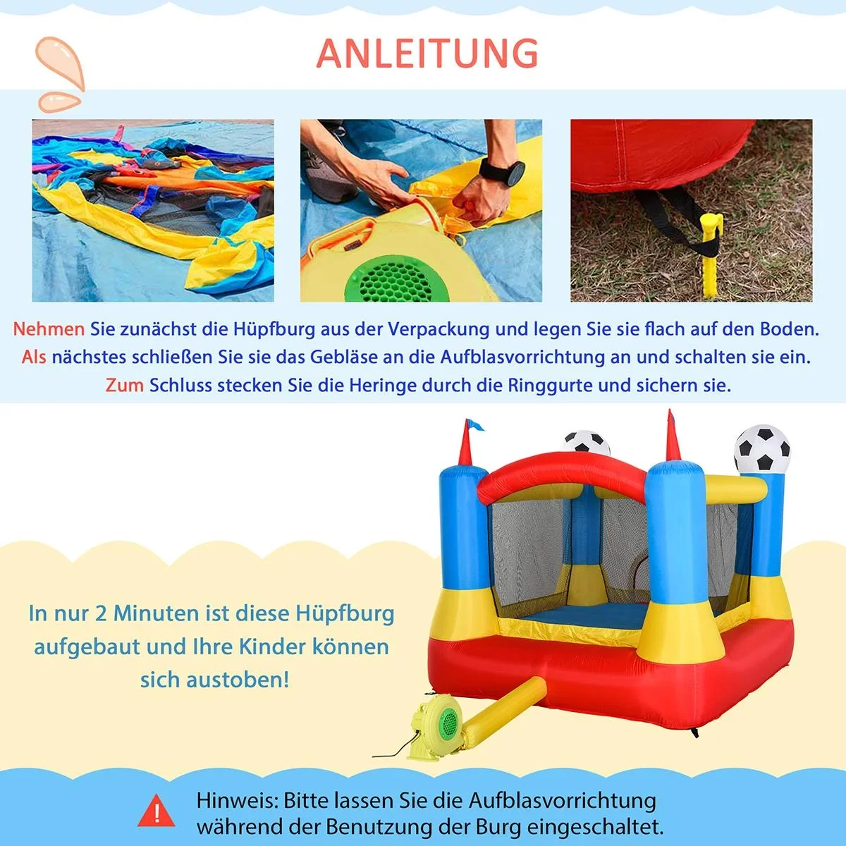 Kinderhüpfburg im Fußballmotiv bunt - 7