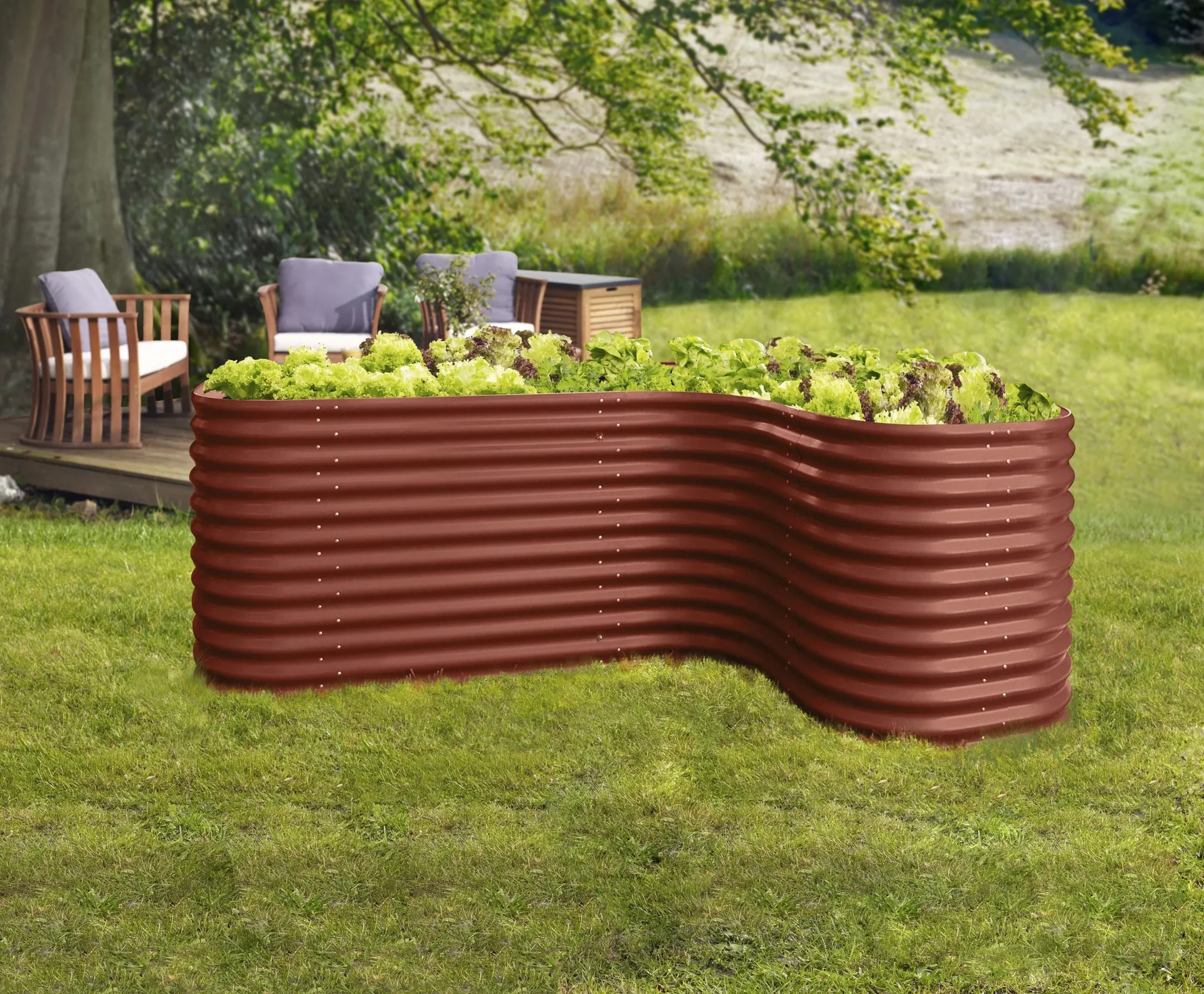 Hochbeeterweiterung Curve 858, Farbe rubin - 1