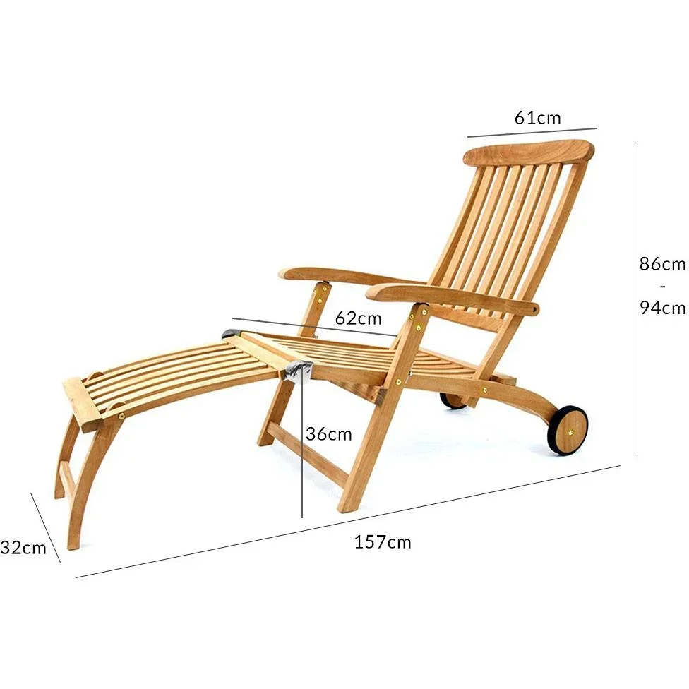 Girlande Liegestuhl Bari Teak - 160x61x79cm - 1