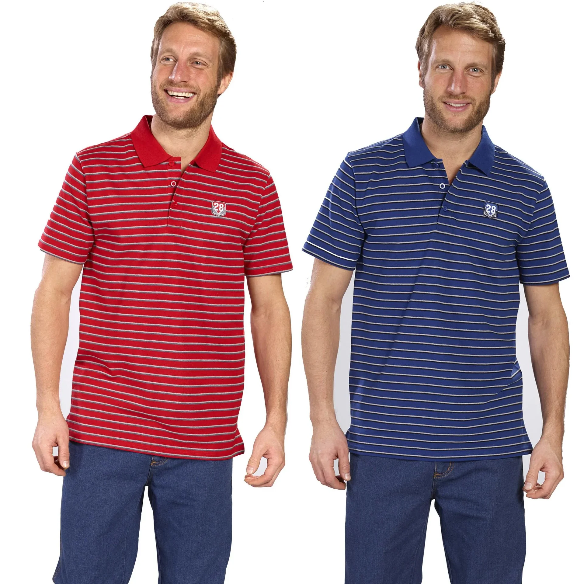 Poloshirt geknöpft, rot-gestreift, Gr.M - 3