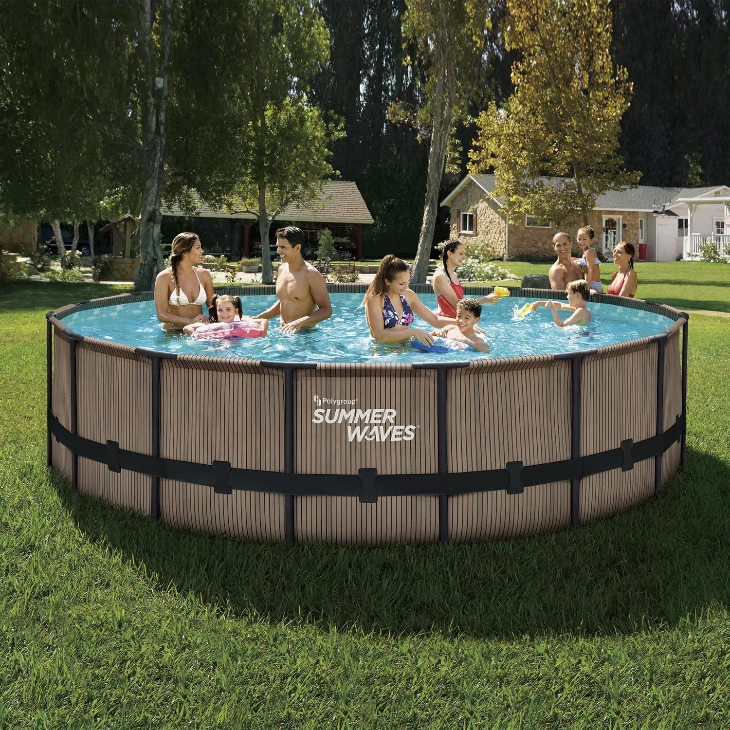 Elite Frame Pool Ø488 x 122 cm, Teak-Optik - 2
