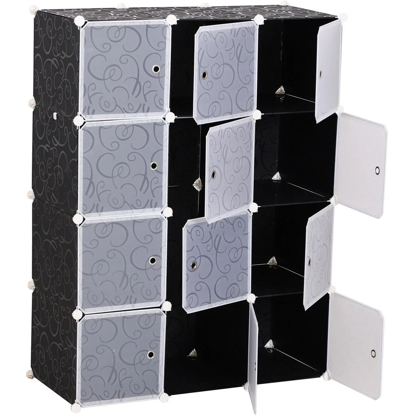 Kleiderschrank DIY Garderobe Regalsystem Steckregal Würfel Garderobenschrank mit Kleiderstange 2 + 6 Fächer - 1