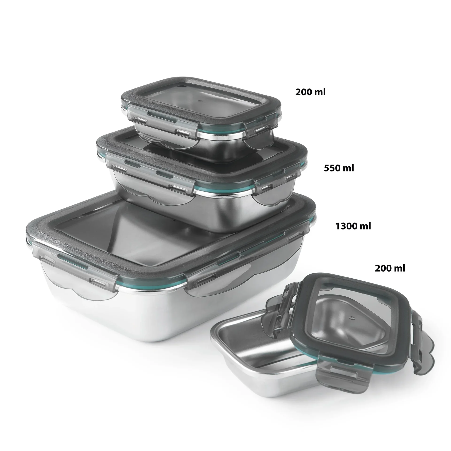 Edelstahl Frischhaltedosen-Set, 8-teilig - Mikrowellengeeignet! - 7