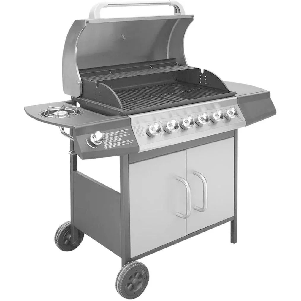 Gasgrill 6+1 Kochzone schwarz und silber - 0