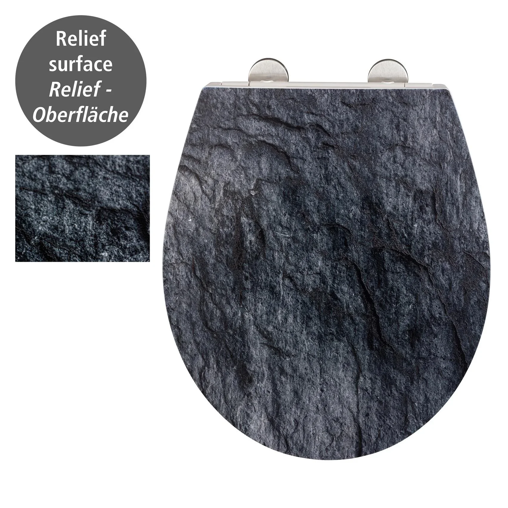 Premium WC-Sitz Slate Rock mit Relief, aus antibakteriellem Duroplast, mit Absenkautomatik - 4