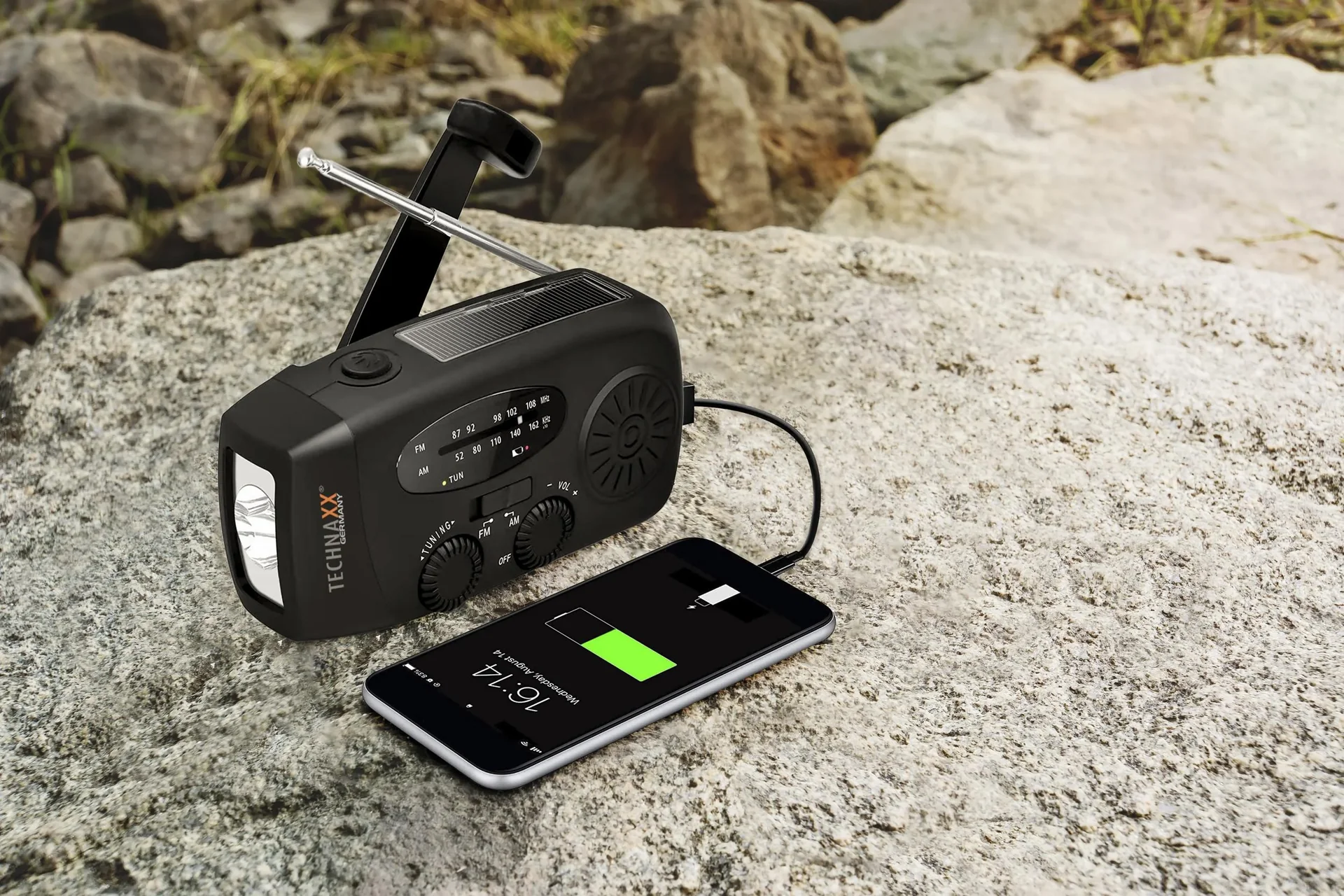 Solar Kurbel Radio mit Taschenlampe - 0