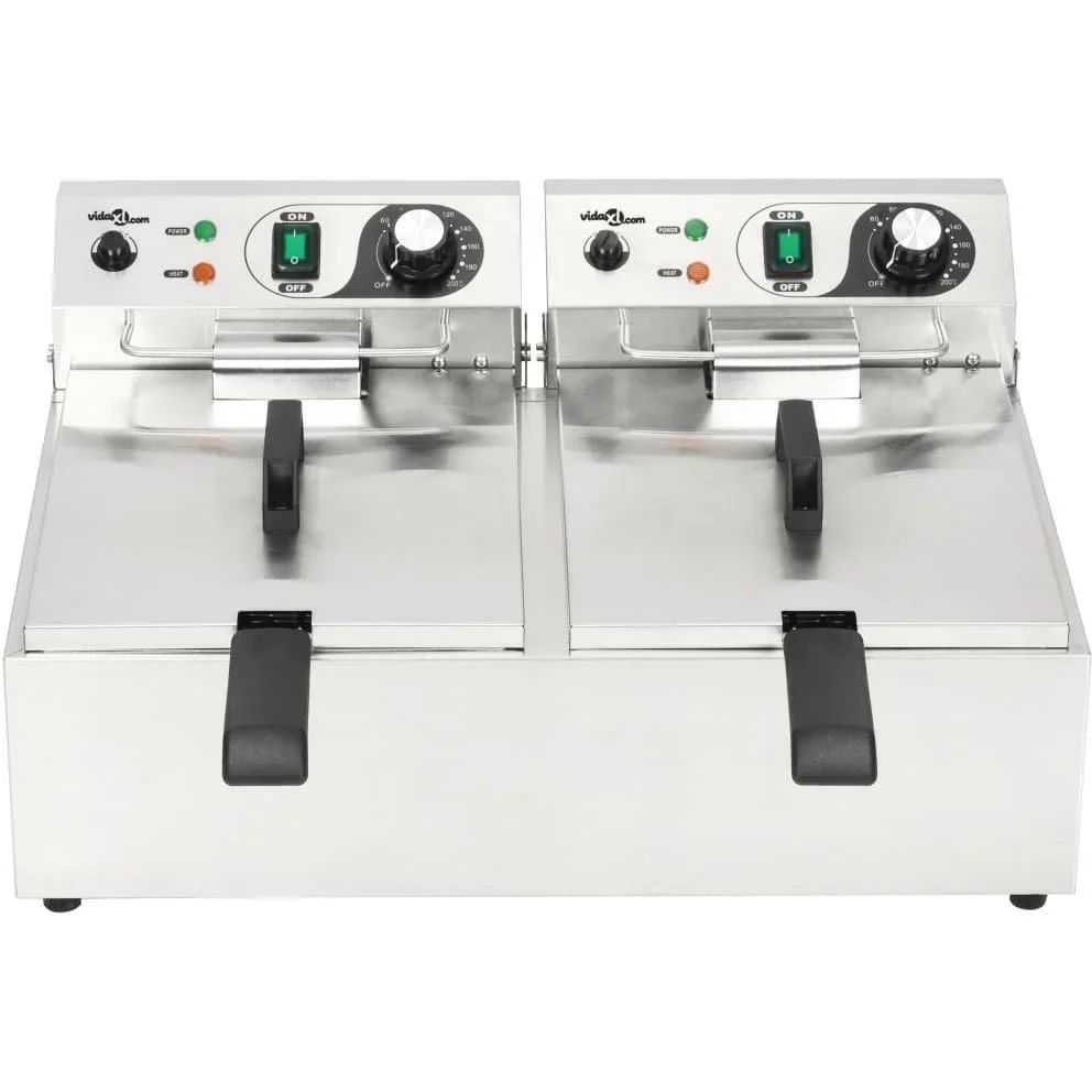 Elektro-Fritteuse doppelt 6000 W 20 L Edelstahl - 0
