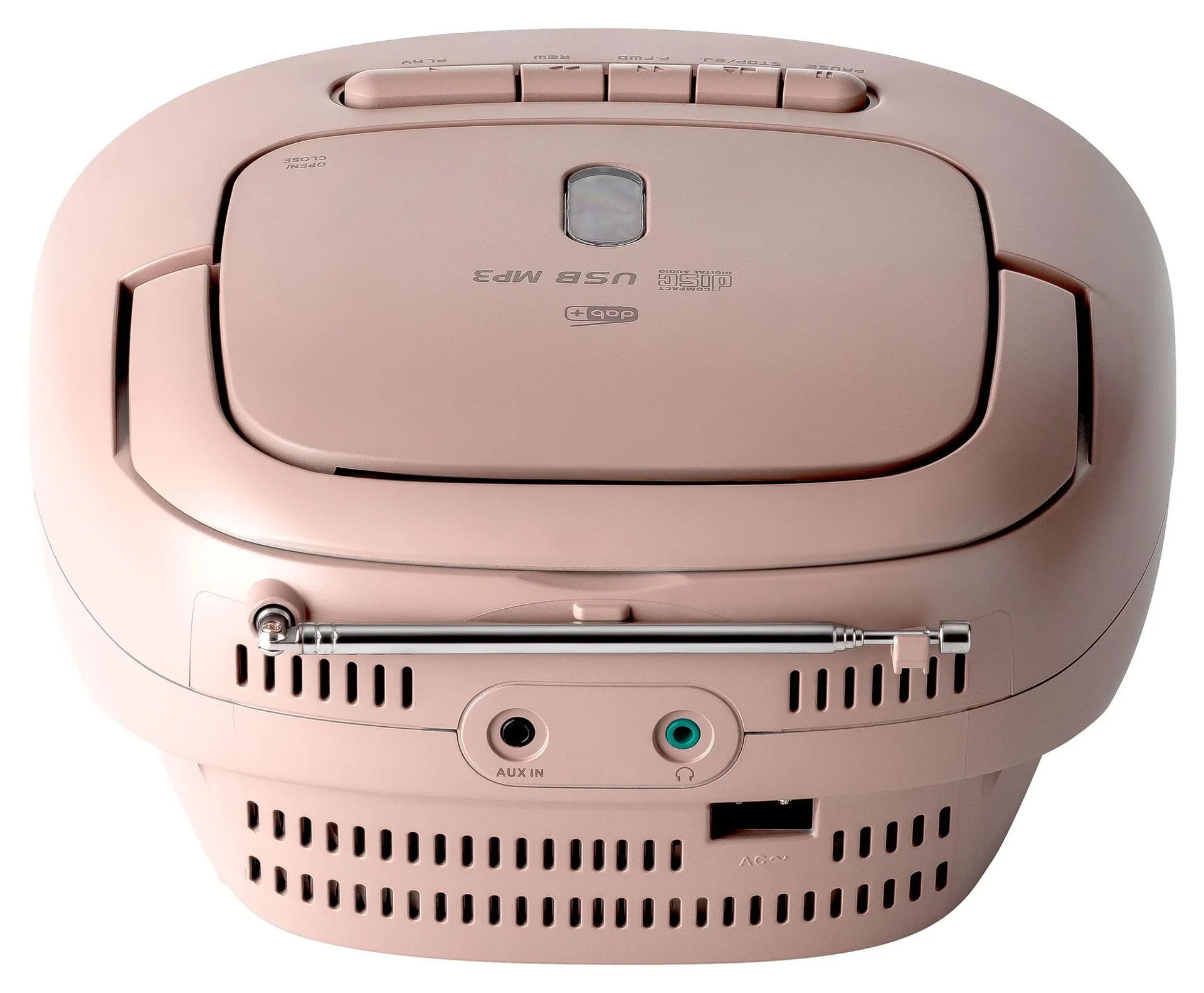 CD Radio Boombox mit DAB+/UKW-Radio, MP3/CD, Kassette und AUX-IN, pink - 0