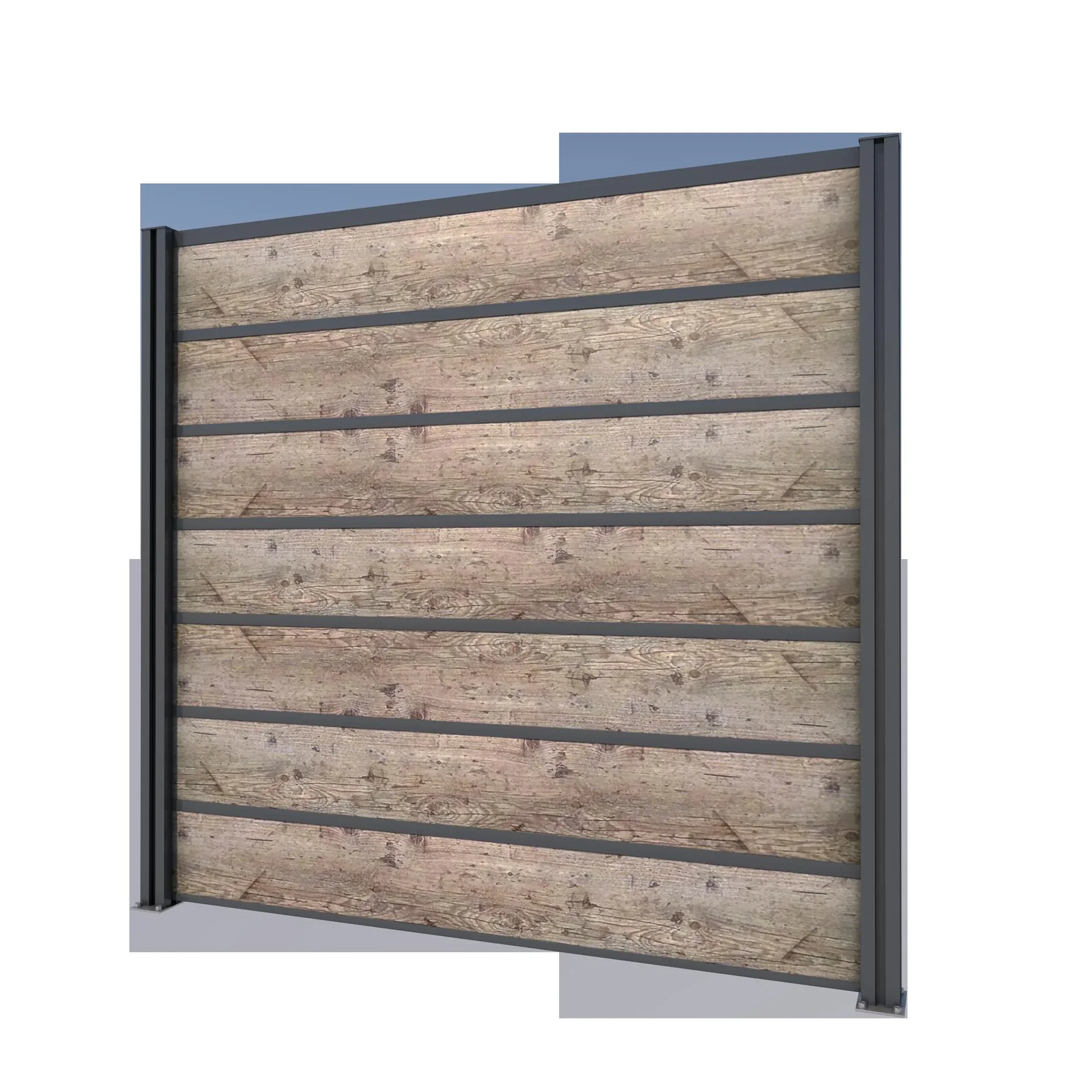 Sichtschutz Grundelement, anthrazit, 2,02 x 1,86 m, Schichtstoffplatten Holzoptik - 0