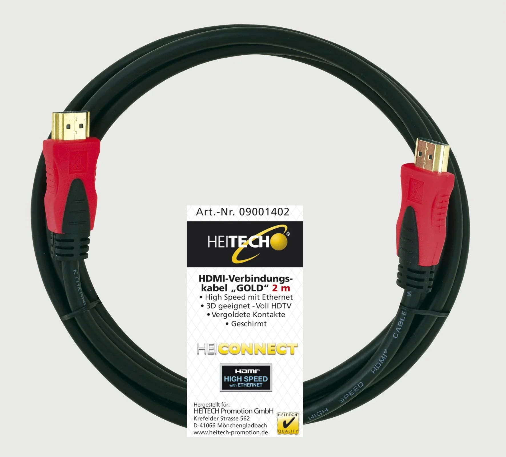 HDMI Verbindungskabel "Gold", 2m - 0