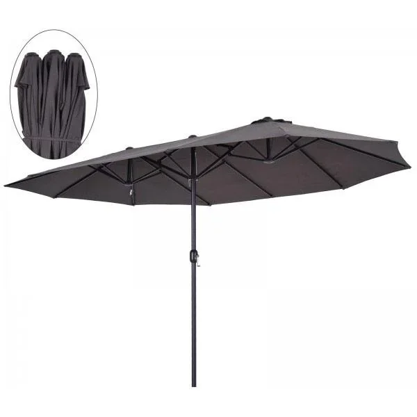 Sonnenschirm Gartenschirm Marktschirm Doppelsonnenschirm Terrassenschirm mit Handkurbel Oval - 0