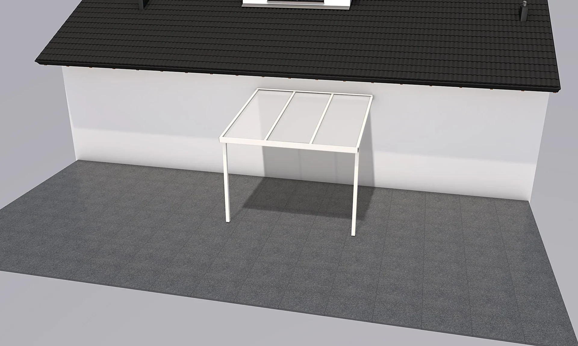 Terrassendach Premium, weiß, 3094 x 3060 mm - Polycarbonat Stegplatten 16 mm, opal - 0