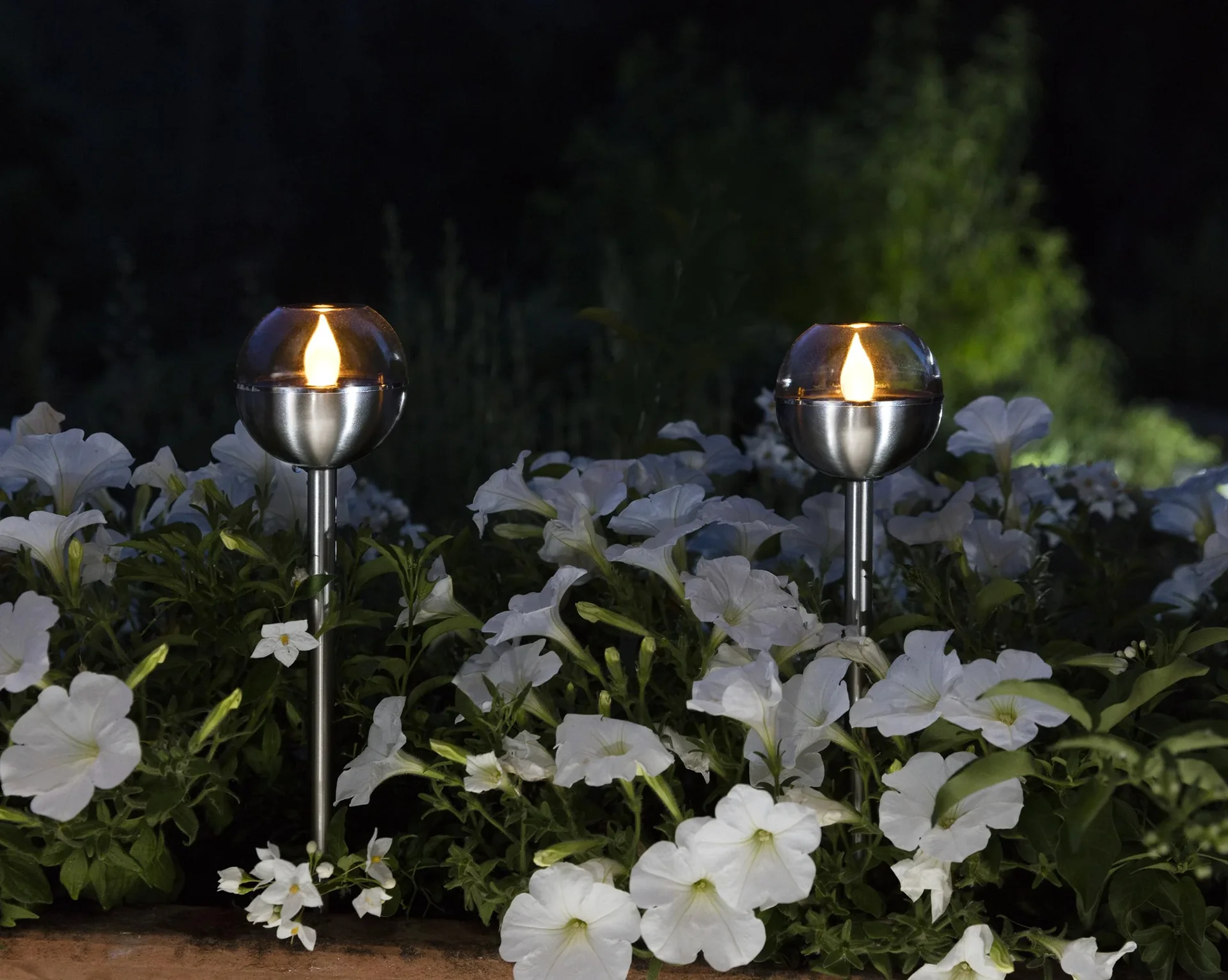 2in1 Solar Flacker Leuchten, amber, 2er Set - 0