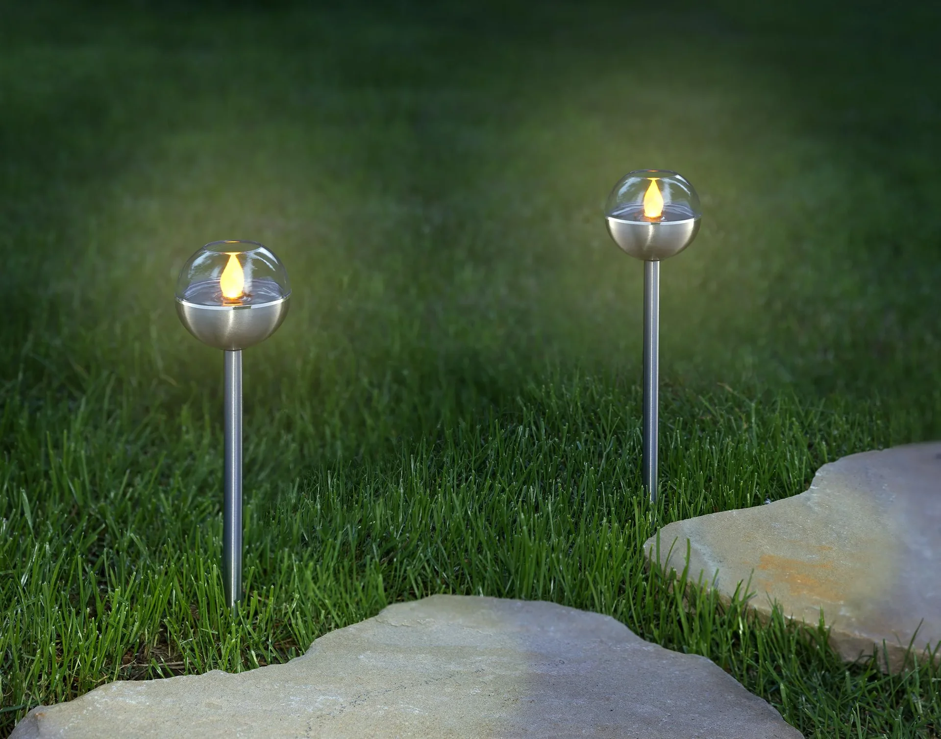 2in1 Solar Flacker Leuchten, amber, 2er Set - 5