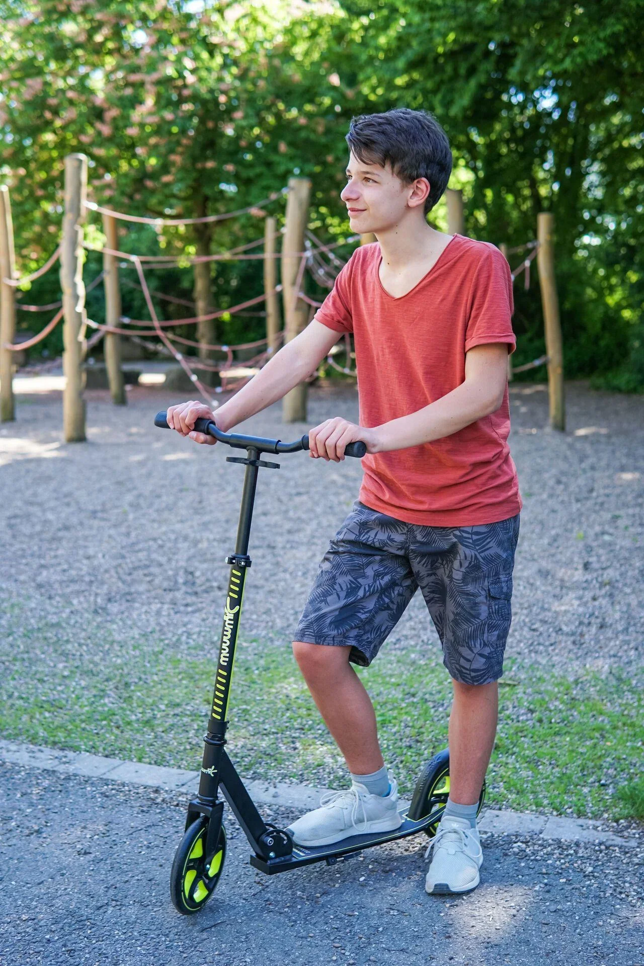 Aluminium Scooter Pro, Tretroller, 215 mm, ABEC 7, für Kinder und Erwachsene, höhenverstellbar, lime - 4