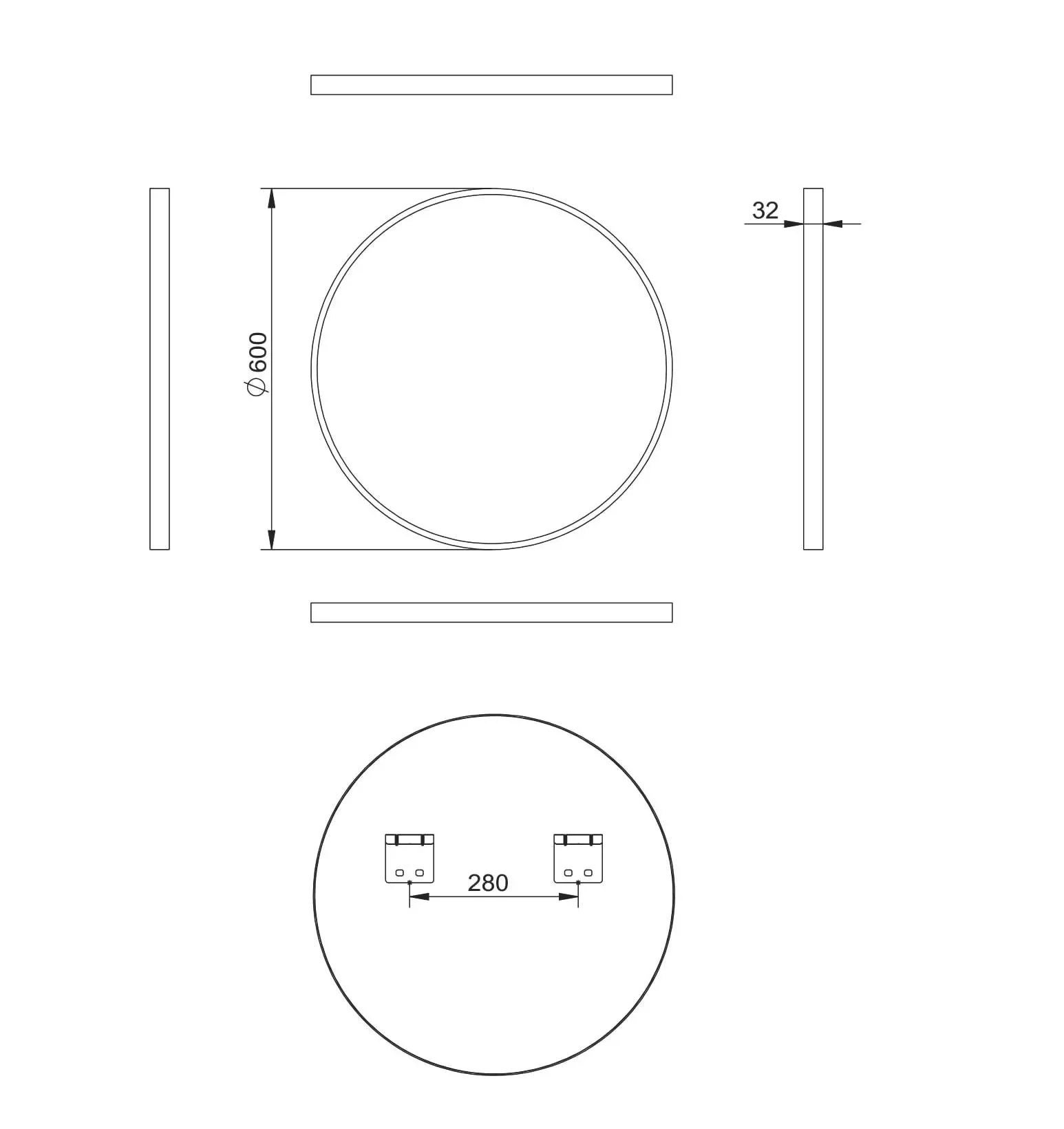 Runder Spiegel Black Circle - Spiegel schwarz mit Ø 60 cm - Hochwertiger robuster Aluminiumrahmen in mattschwarz - 2