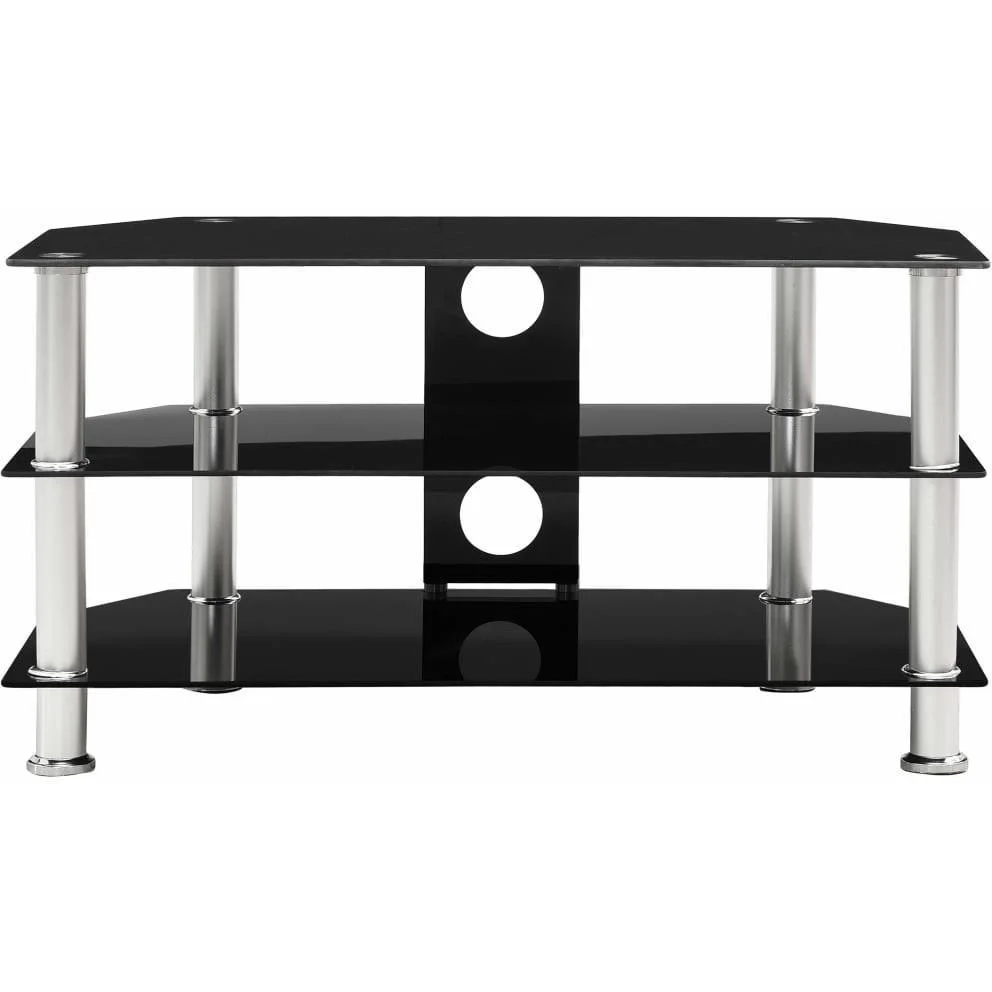 TV-Schrank 75x40x40 cm gehärtetes Glas schwarz - 1
