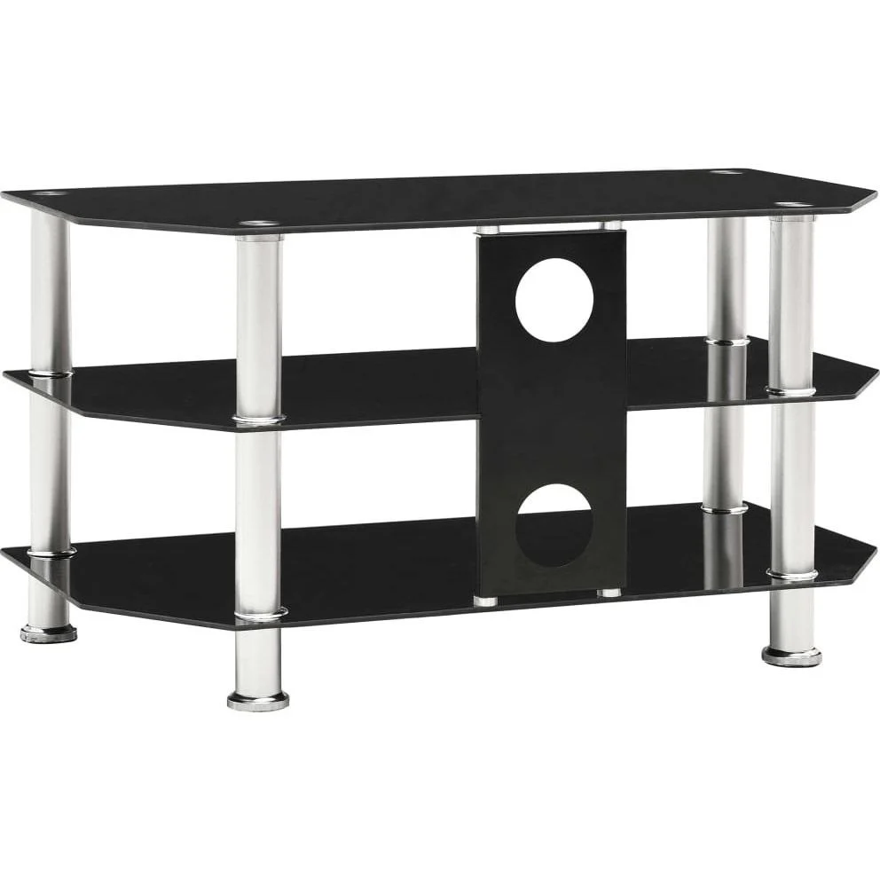 TV-Schrank 75x40x40 cm gehärtetes Glas schwarz - 3