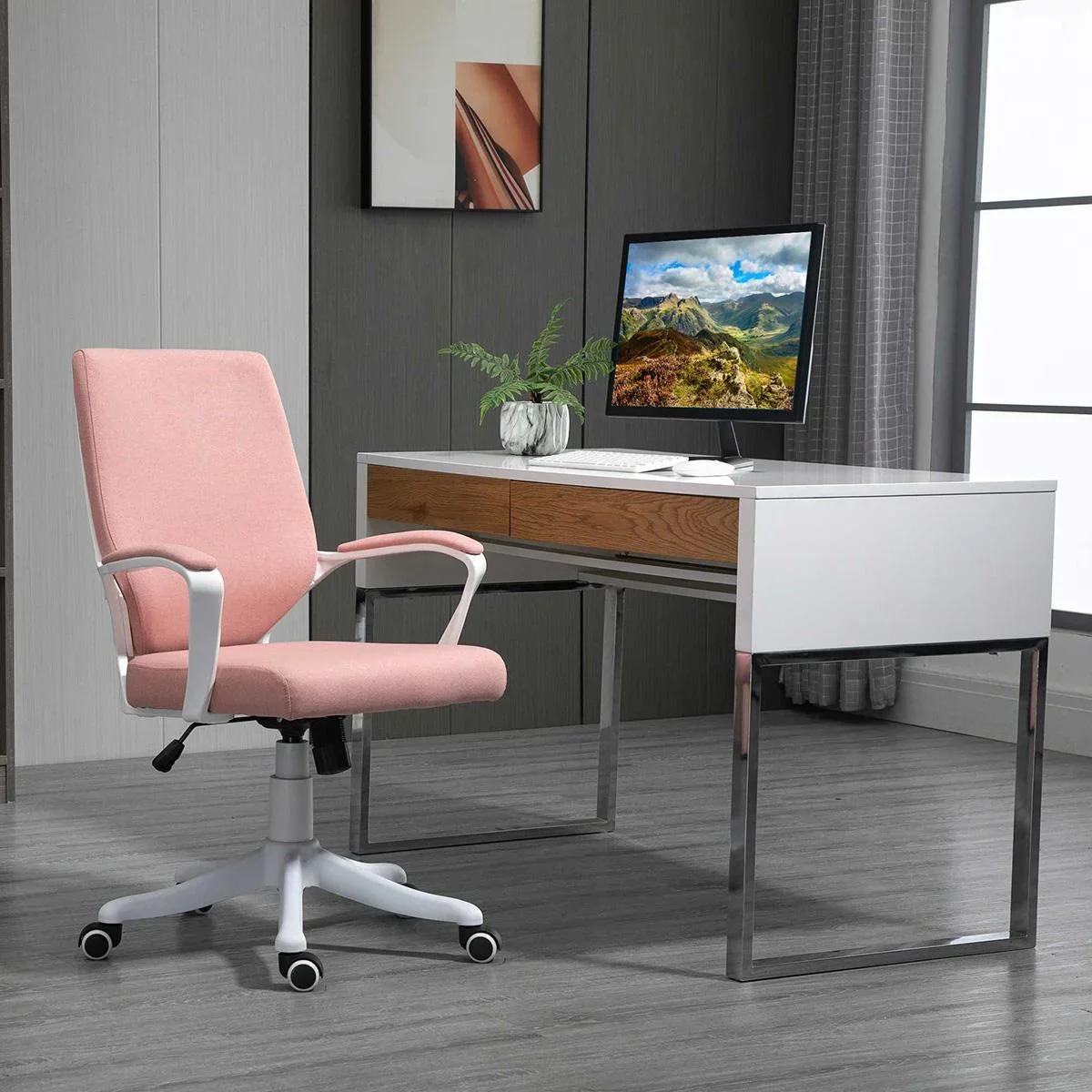 Bürostuhl Schreibtischstuhl Home-Office-Stuhl mit Wippenfunktion Rückenlehne höhenverstellbarer dick gepolstert ergonomi - 0