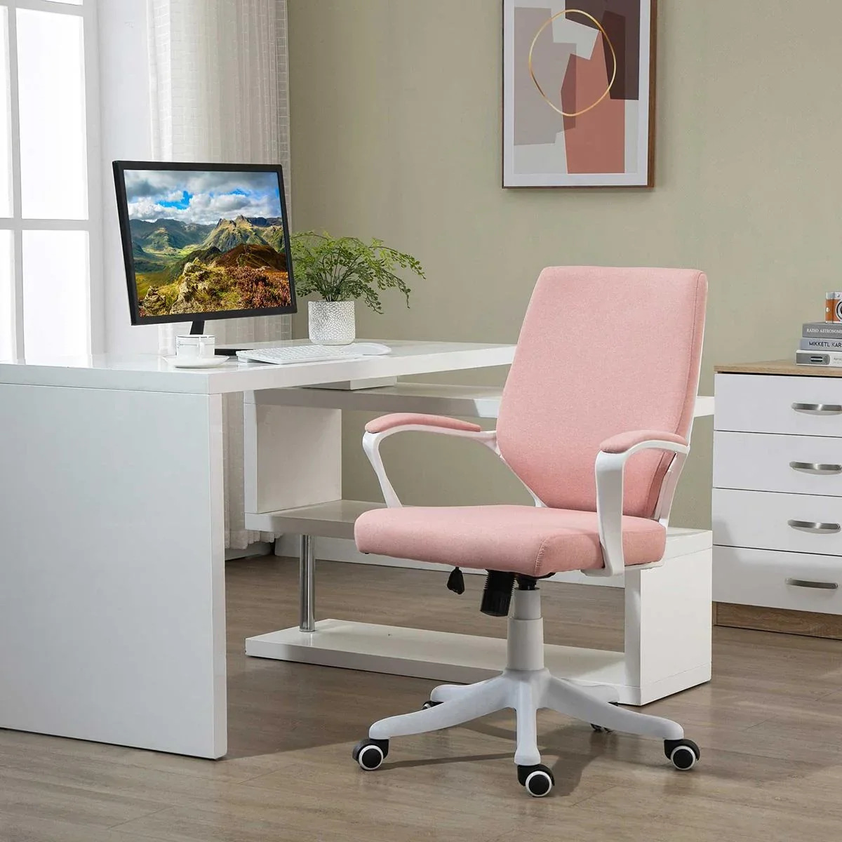 Bürostuhl Schreibtischstuhl Home-Office-Stuhl mit Wippenfunktion Rückenlehne höhenverstellbarer dick gepolstert ergonomi - 2