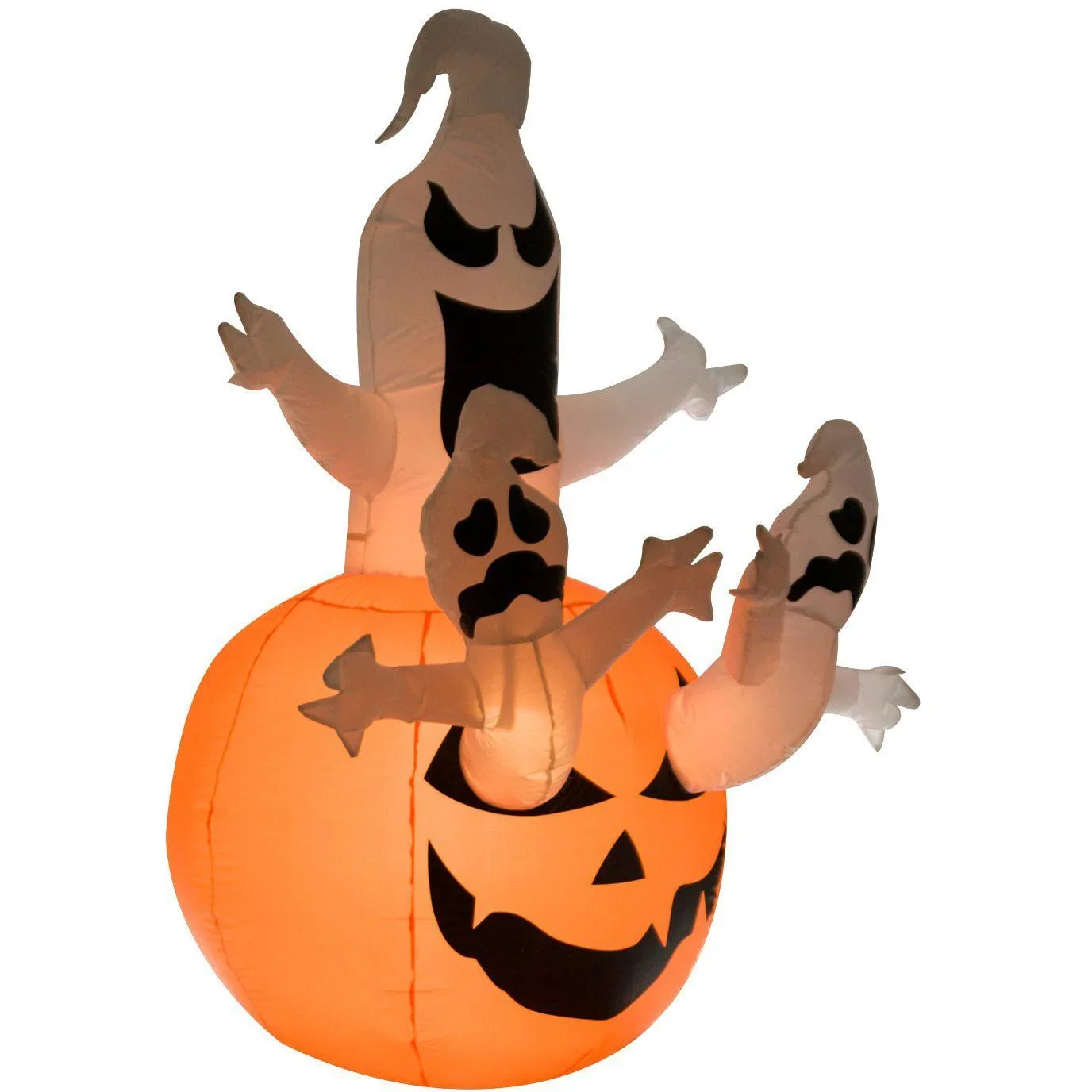 Aufblasbarer Kürbis mit Gespenstern Halloween Deko LED - 0