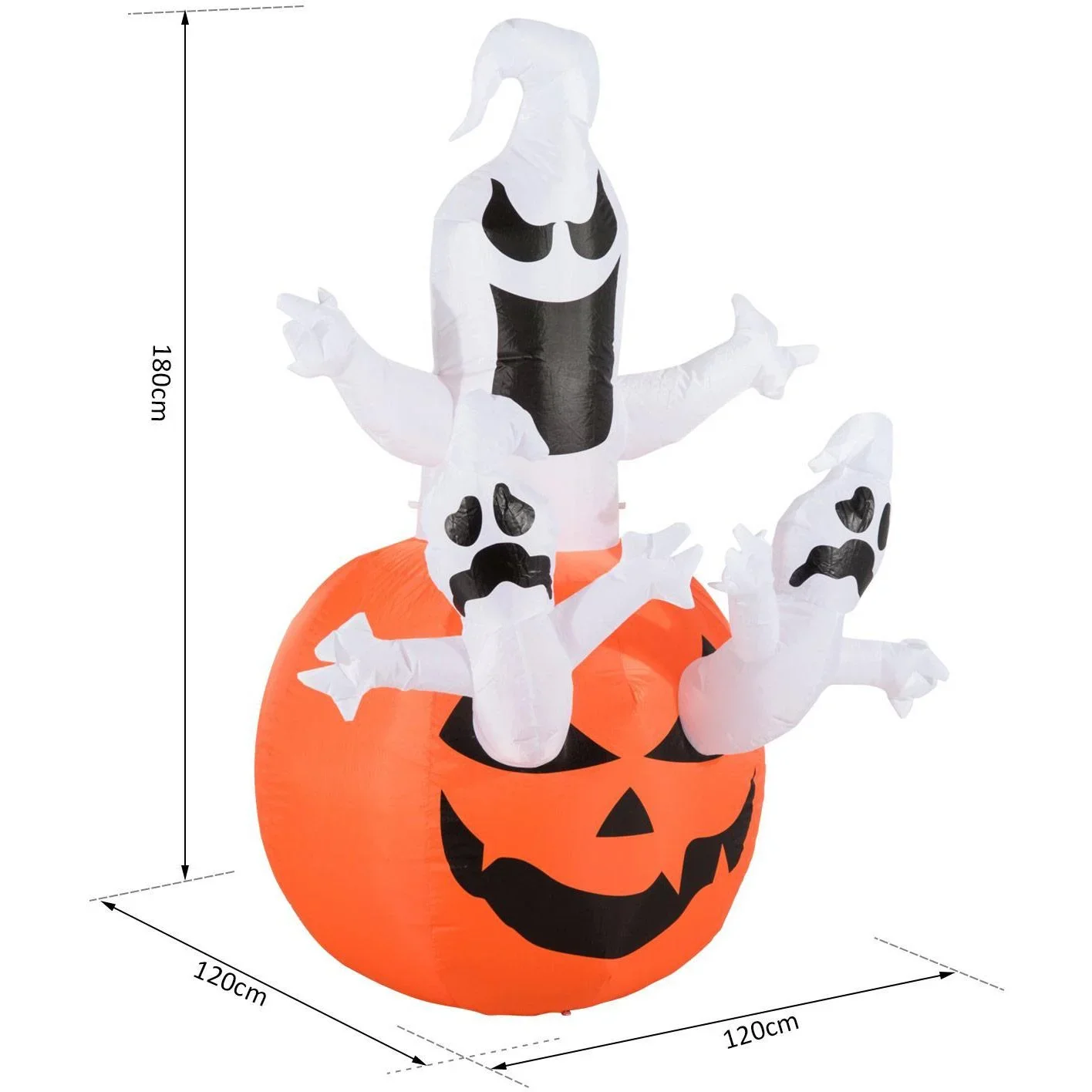 Aufblasbarer Kürbis mit Gespenstern Halloween Deko LED - 1