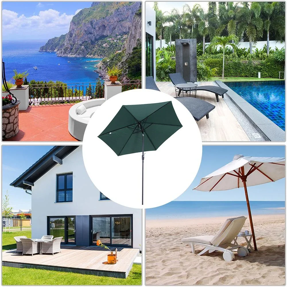 Sonnenschirm Gartenschirm mit Handkurbel Alu 180/? Polyester Grün ?2,7 x 2,35 m - 3