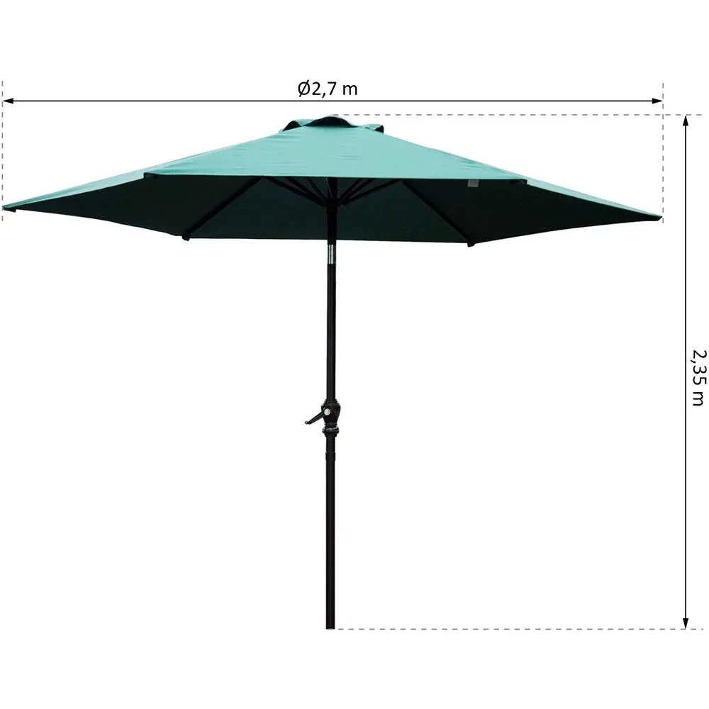 Sonnenschirm Gartenschirm mit Handkurbel Alu 180/? Polyester Grün ?2,7 x 2,35 m - 5