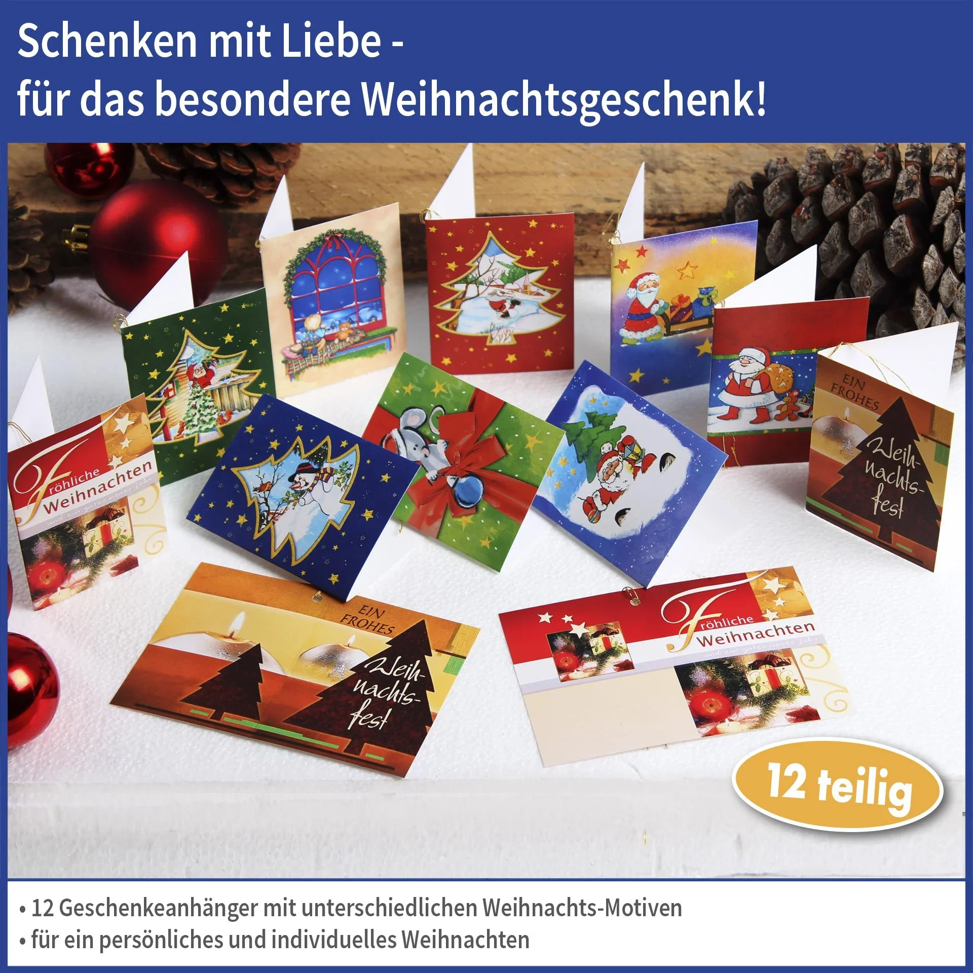 Weihnachts-Geschenkanhänger, 12 Stück - 1