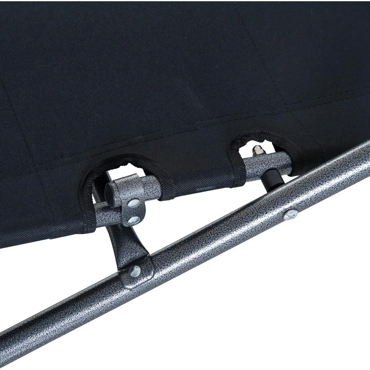 Sonnenliege mit Kissen, Klappbare Strandliege, 2-Stufige Gartenliege , 2-in-1 Relaxliege, Metall + Oxfordstoff, Schwarz - 2