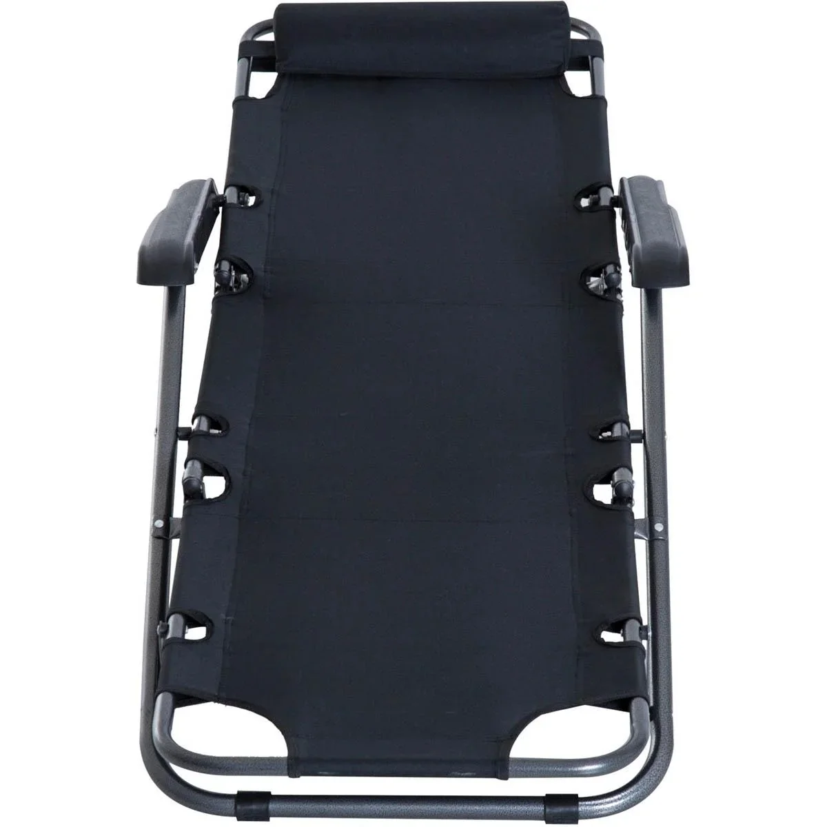 Sonnenliege mit Kissen, Klappbare Strandliege, 2-Stufige Gartenliege , 2-in-1 Relaxliege, Metall + Oxfordstoff, Schwarz - 3