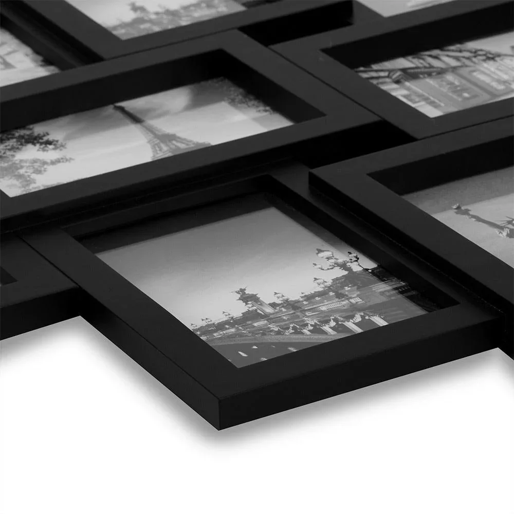 Fotorahmen Collage schwarz für 10 Fotos (10x15) - HxB 59x50cm - 1