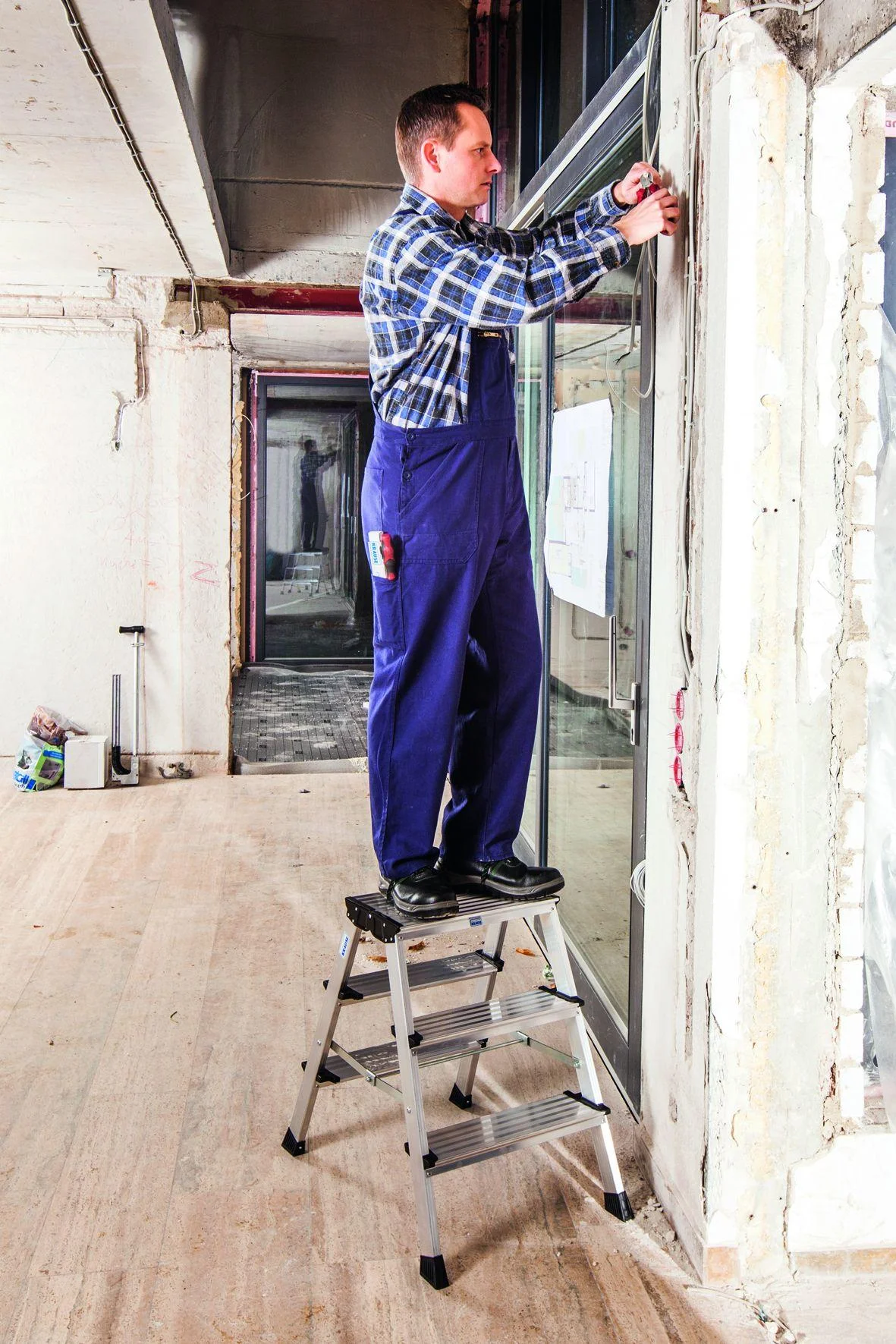 Treppo Doppel-Klapp Tritt (Alu), 2x3 Stufen - 2