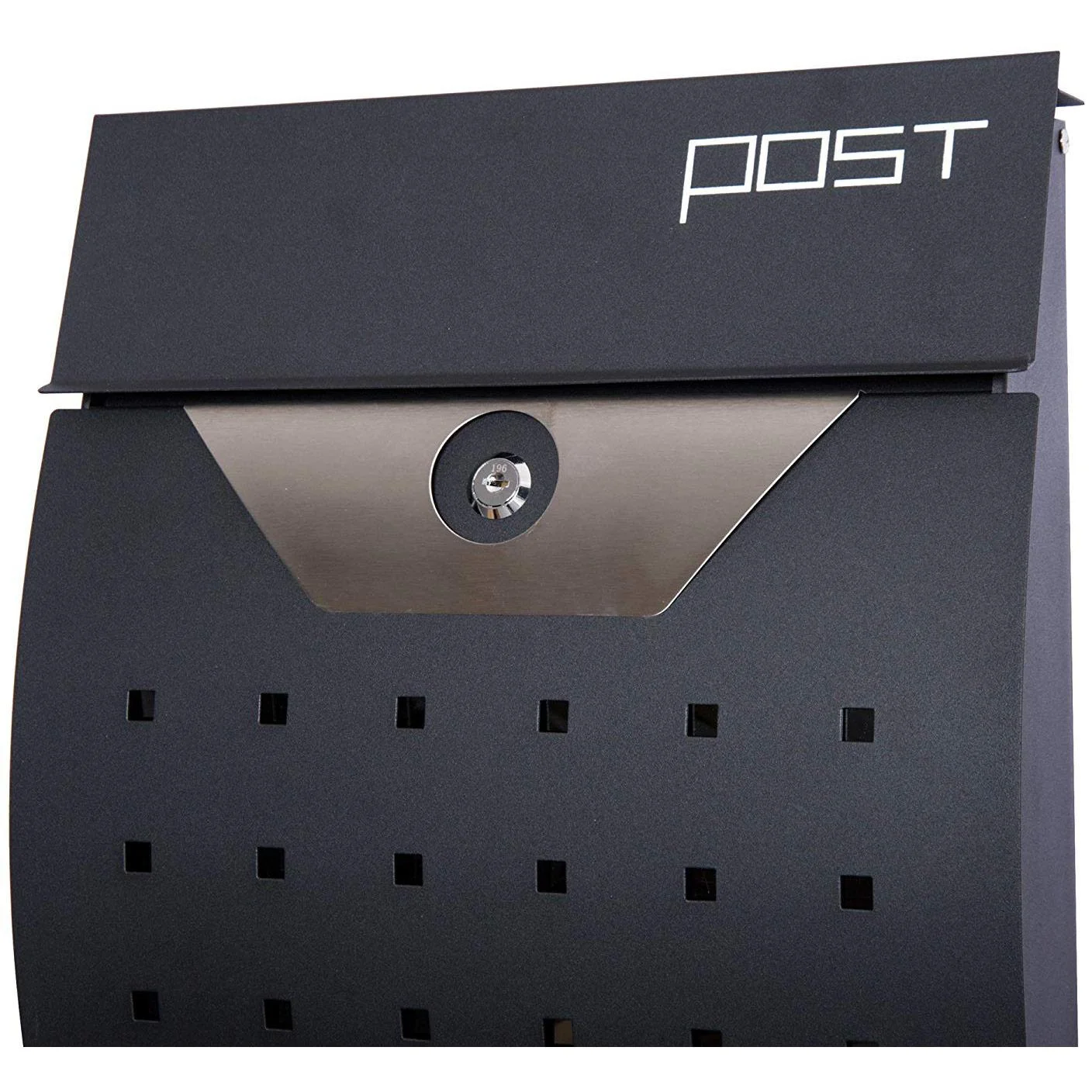 Briefkasten Postkasten mit Zeitungsfach abschließbar 2 Schlüssel Stahl Schwarz - 1