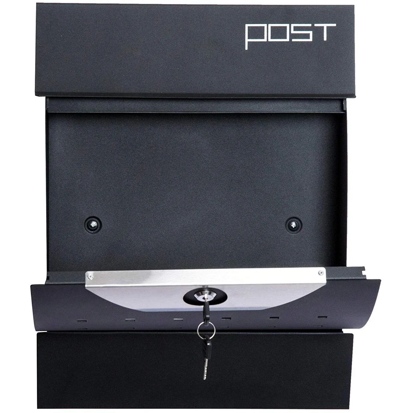 Briefkasten Postkasten mit Zeitungsfach abschließbar 2 Schlüssel Stahl Schwarz - 2